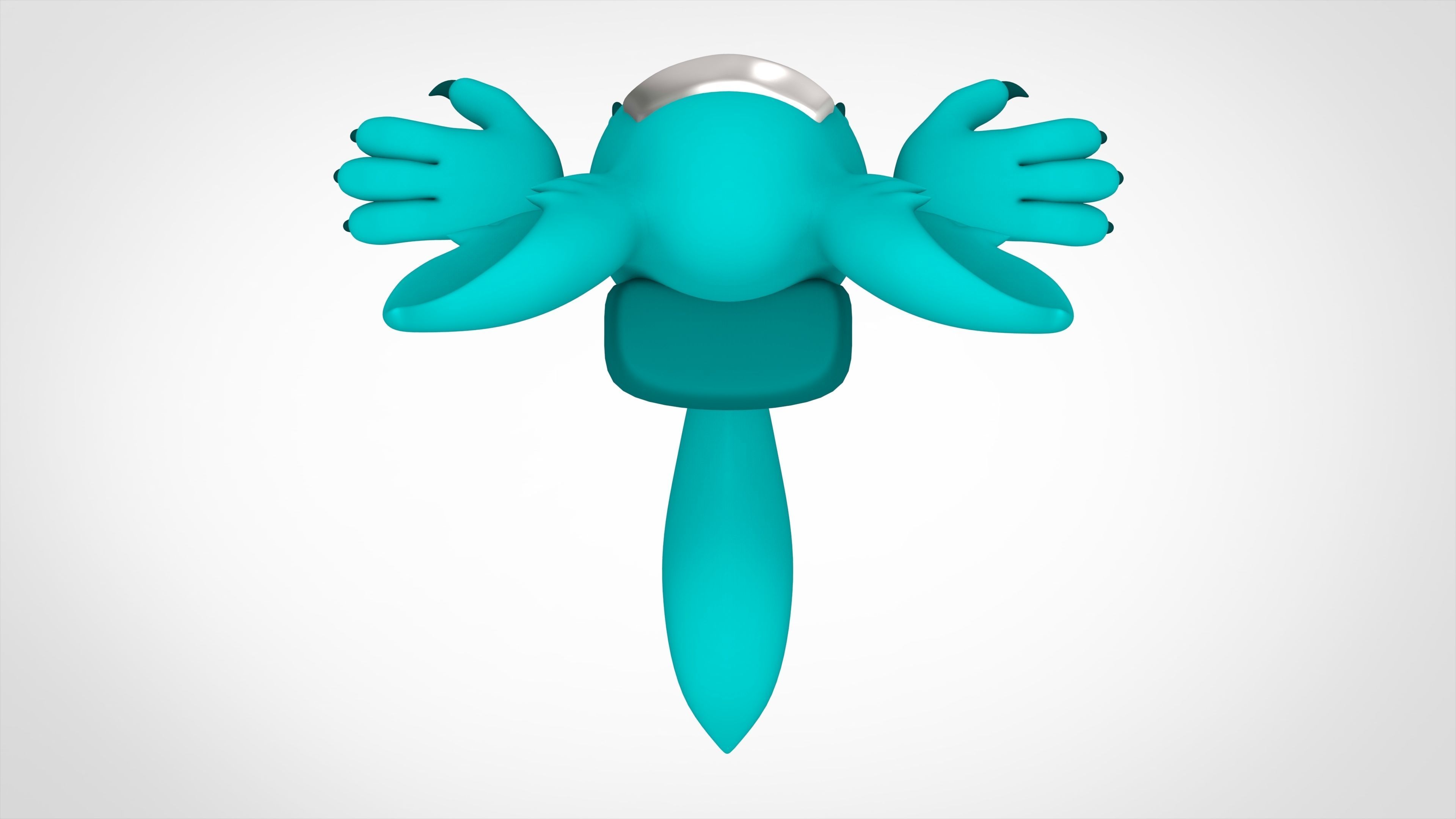 Among Us Teal Werewolf Low-poly 3D model_9