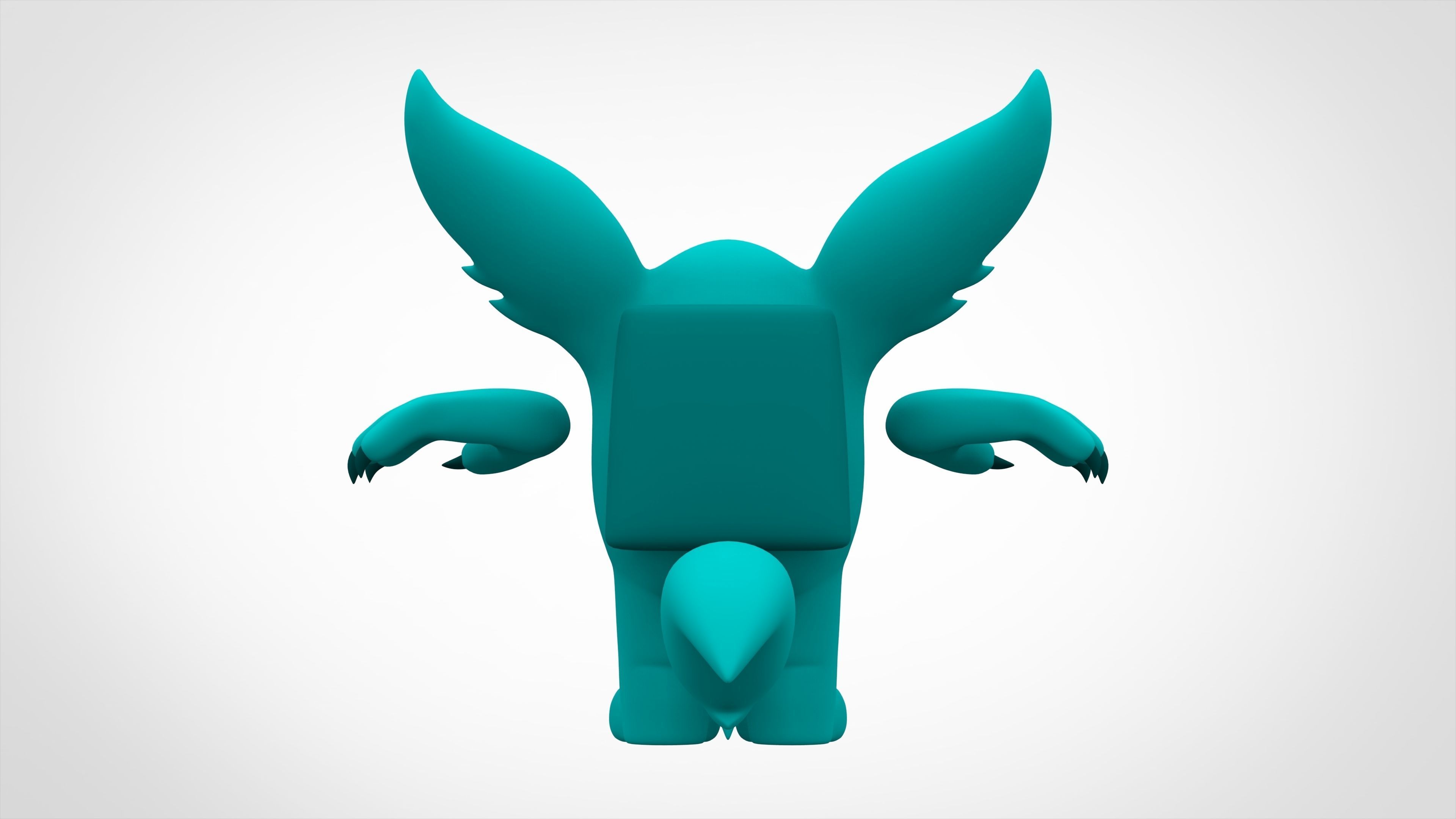 Among Us Teal Werewolf Low-poly 3D model_8