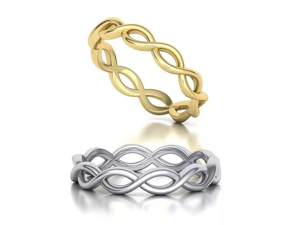 Dainty Braided Ring design 3dmodel many finger sizes 3D print model