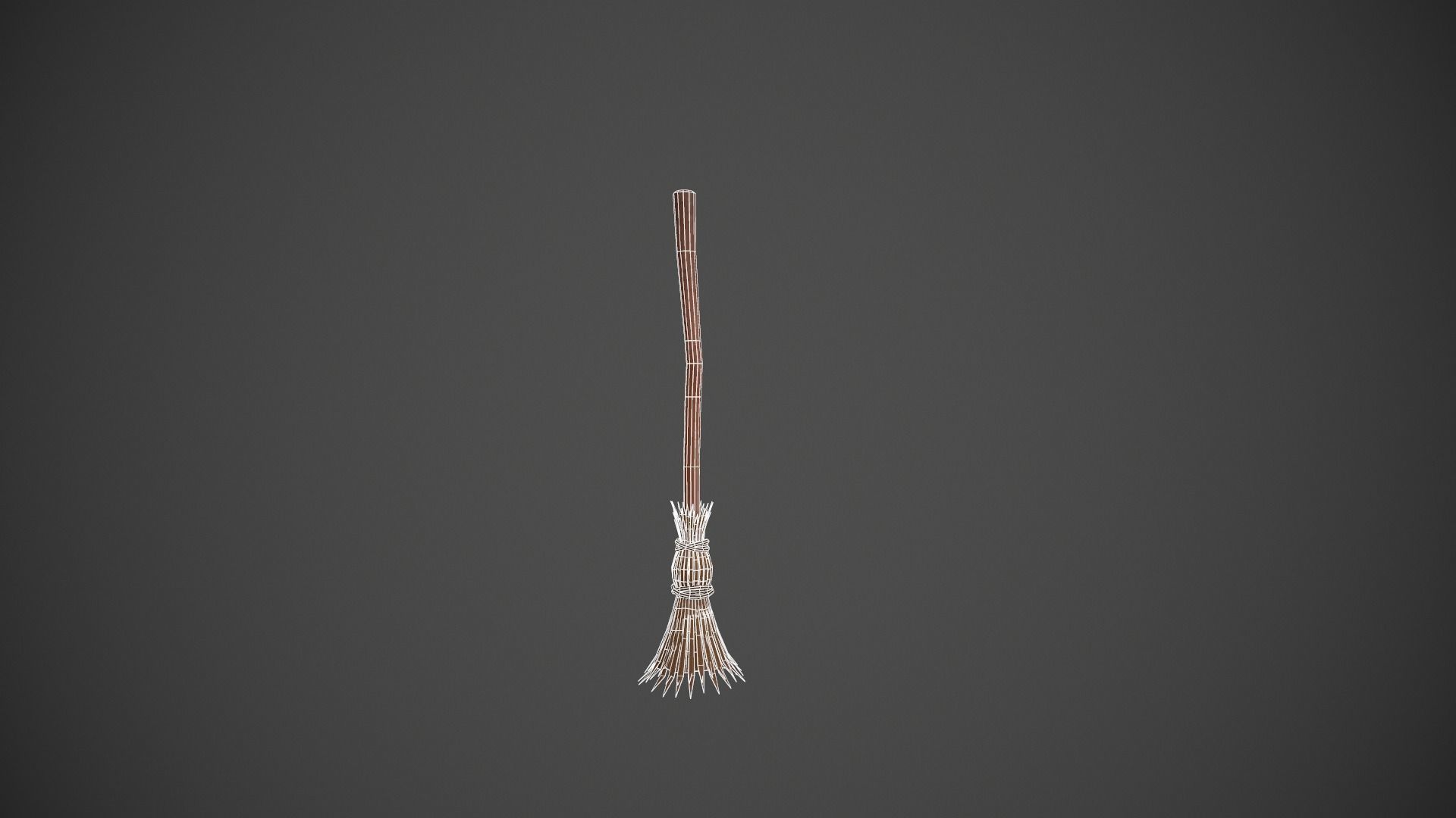 Brown Wooden Broom Stick - Witches Broom Low-poly 3D model_10