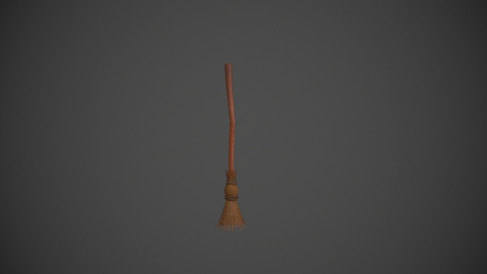 Brown Wooden Broom Stick - Witches Broom Low-poly 3D model_3