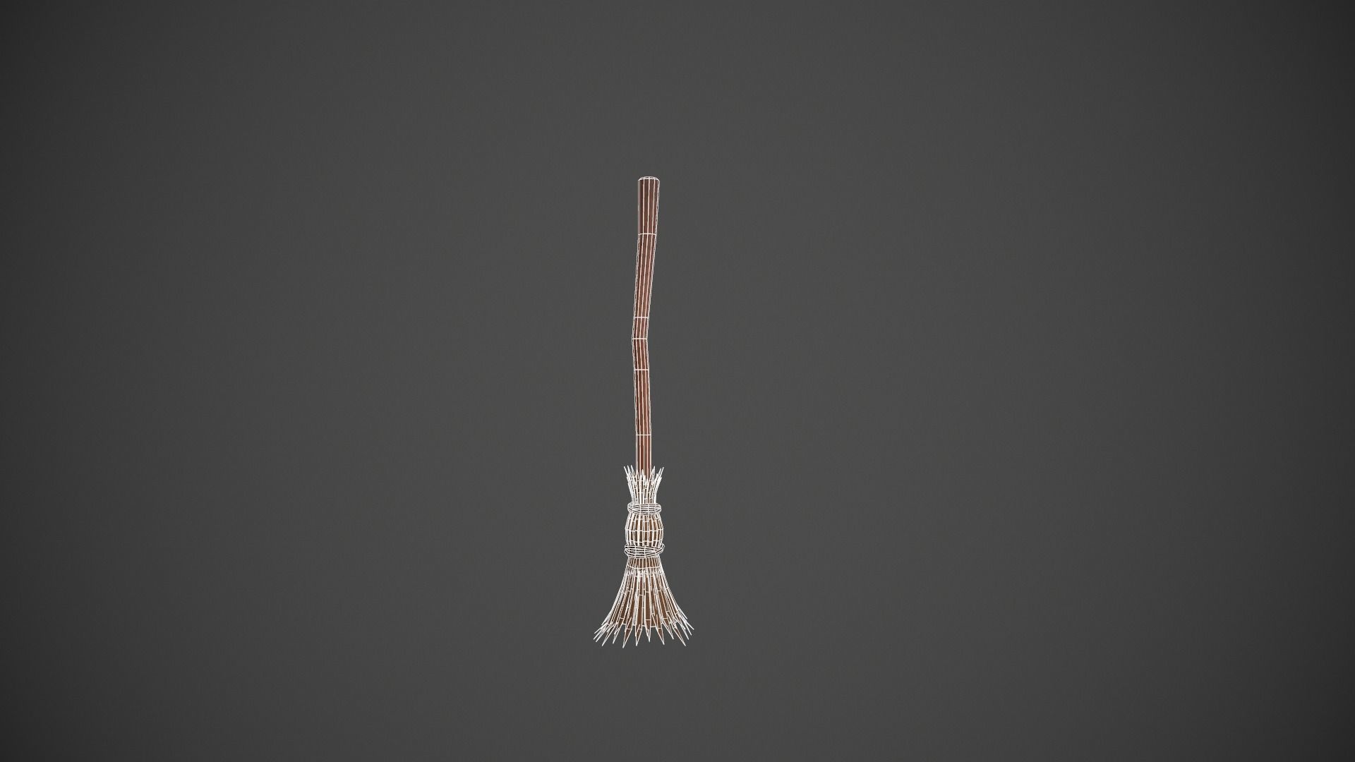 Brown Wooden Broom Stick - Witches Broom Low-poly 3D model_11