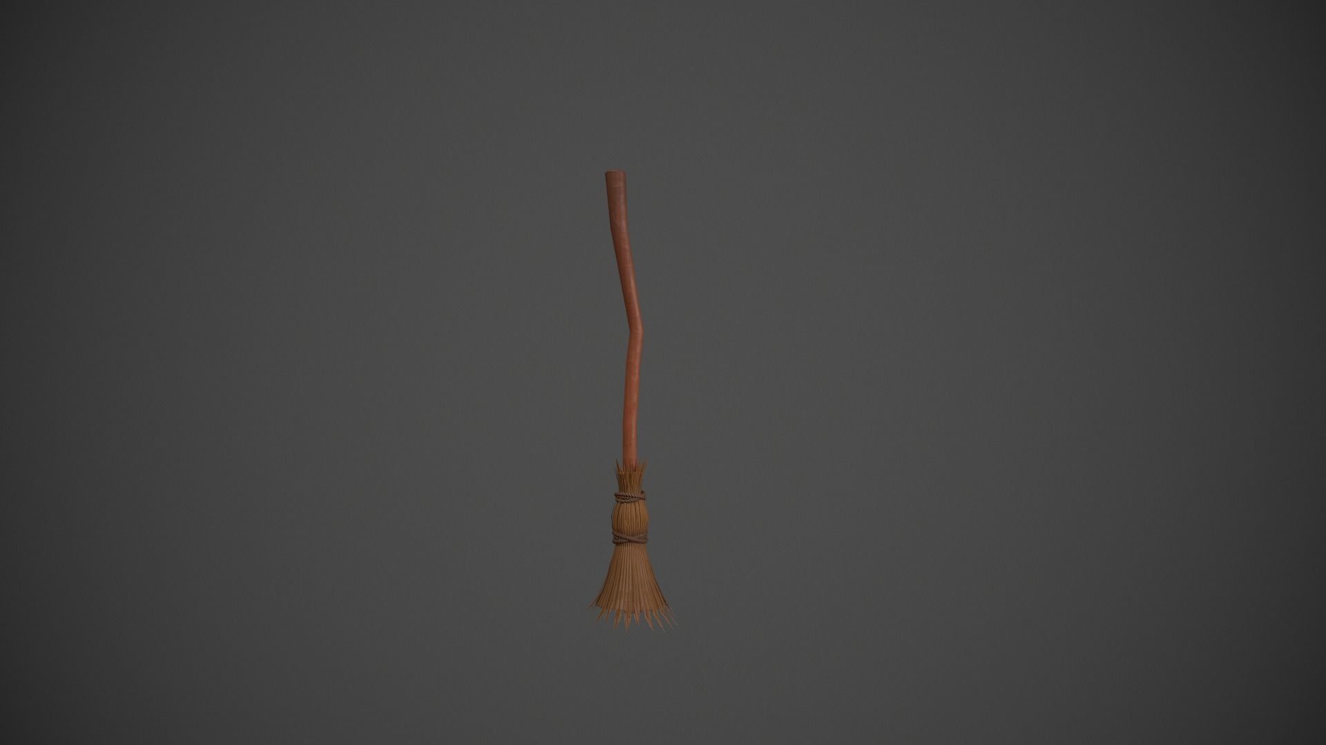 Brown Wooden Broom Stick - Witches Broom Low-poly 3D model_2