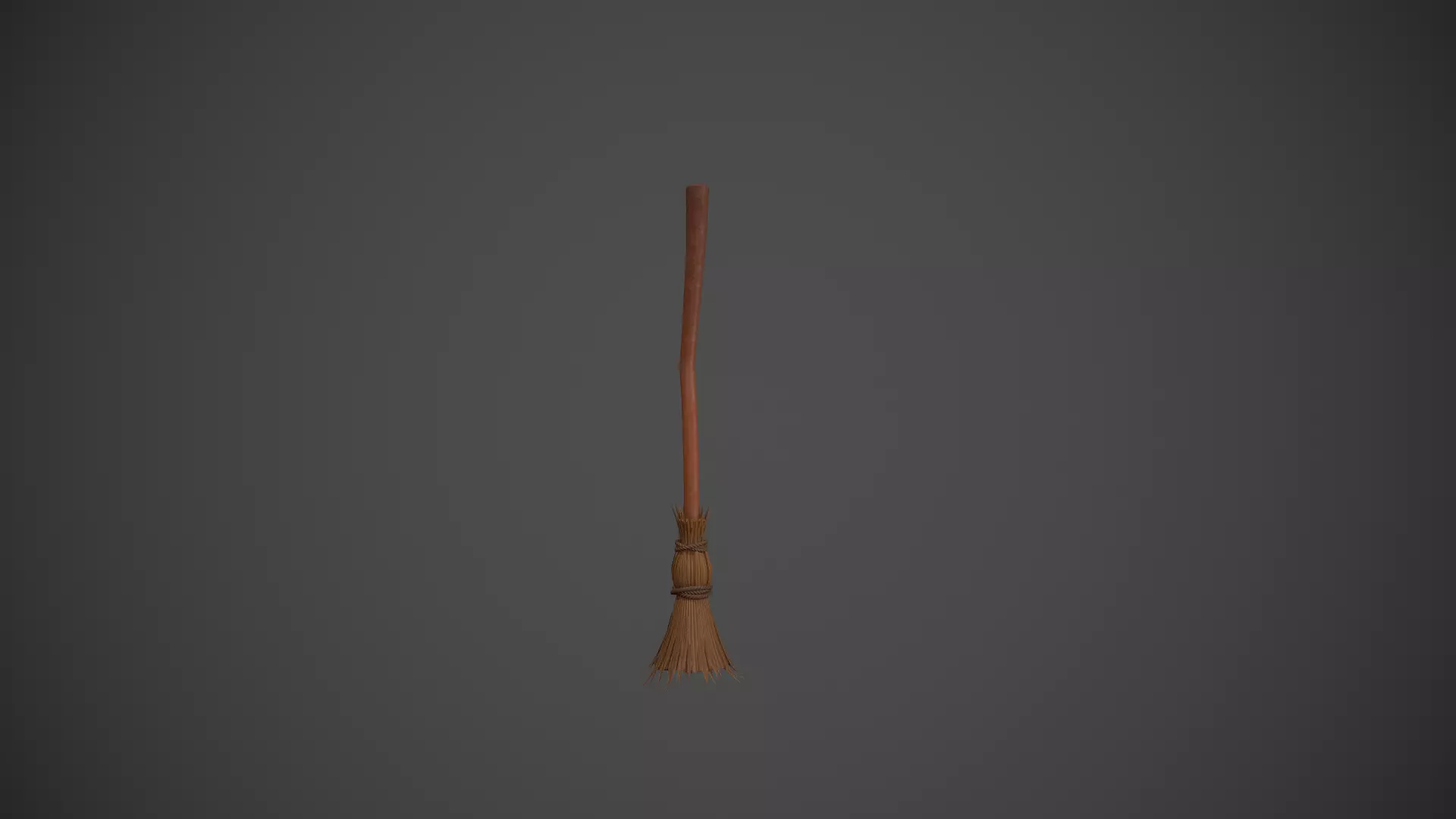 Brown Wooden Broom Stick - Witches Broom Low-poly 3D model_0