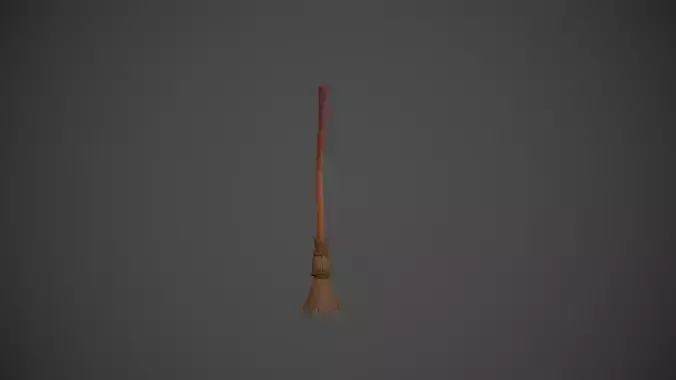 Brown Wooden Broom Stick - Witches Broom Low-poly 3D model Brown Wooden Broom Stick - Witches Broom Low-poly 3D model