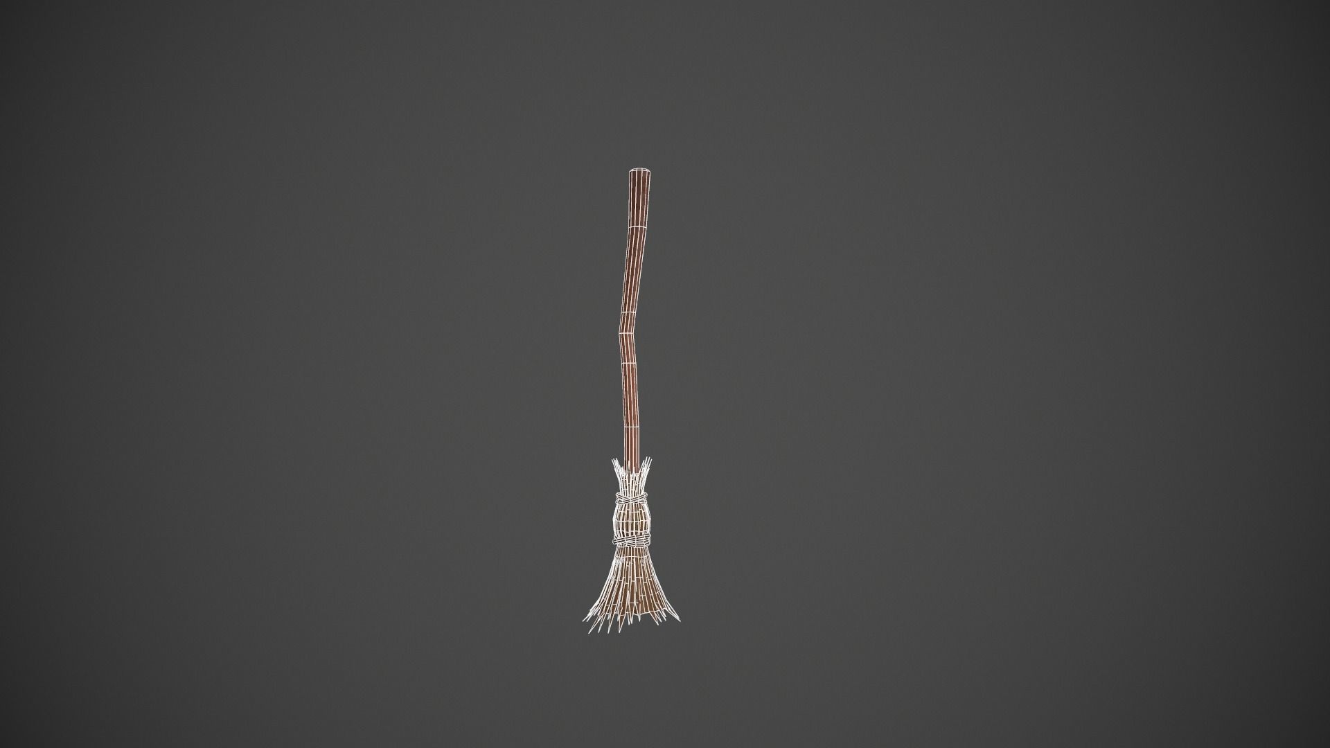 Brown Wooden Broom Stick - Witches Broom Low-poly 3D model_7