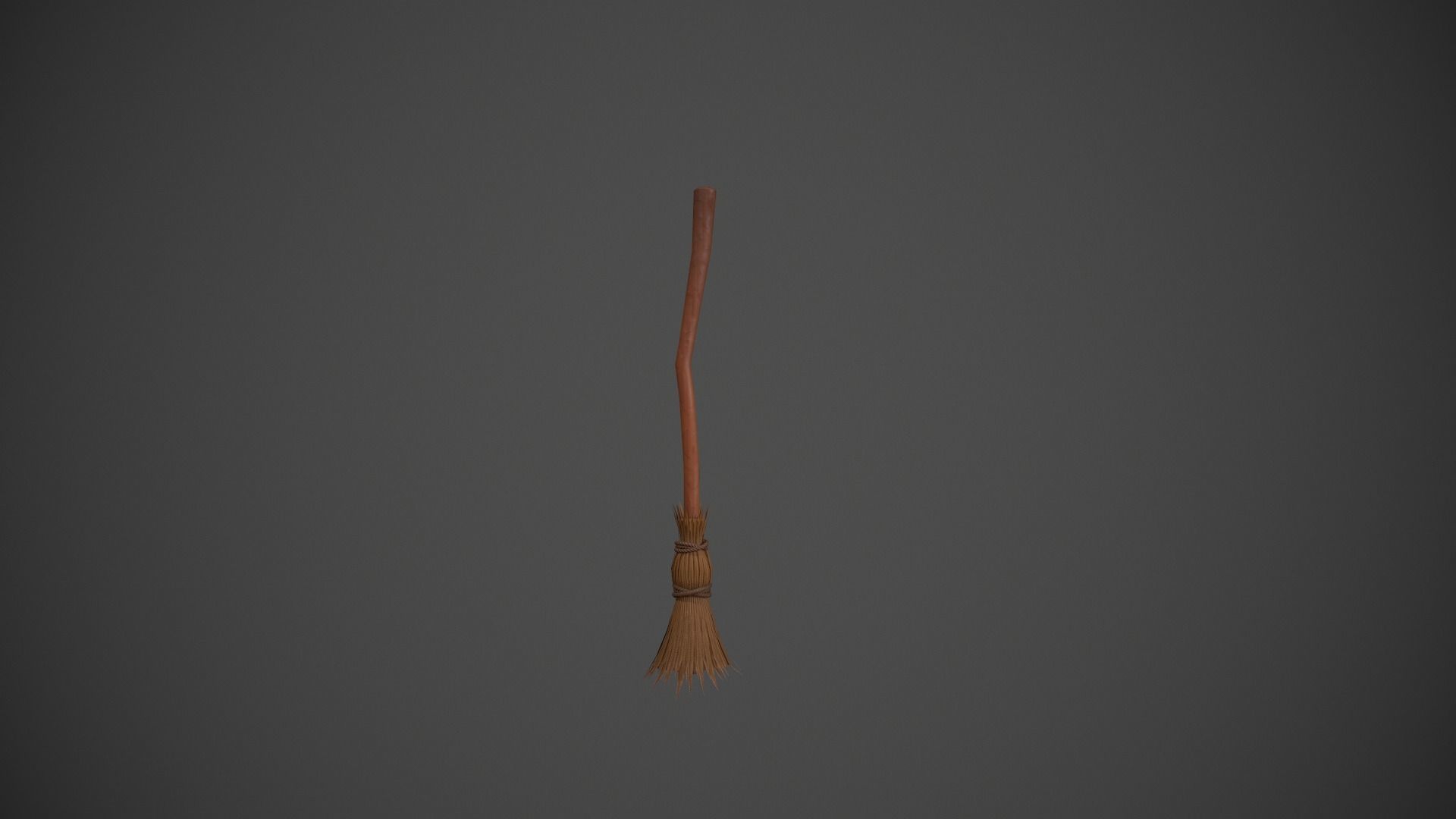 Brown Wooden Broom Stick - Witches Broom Low-poly 3D model_5