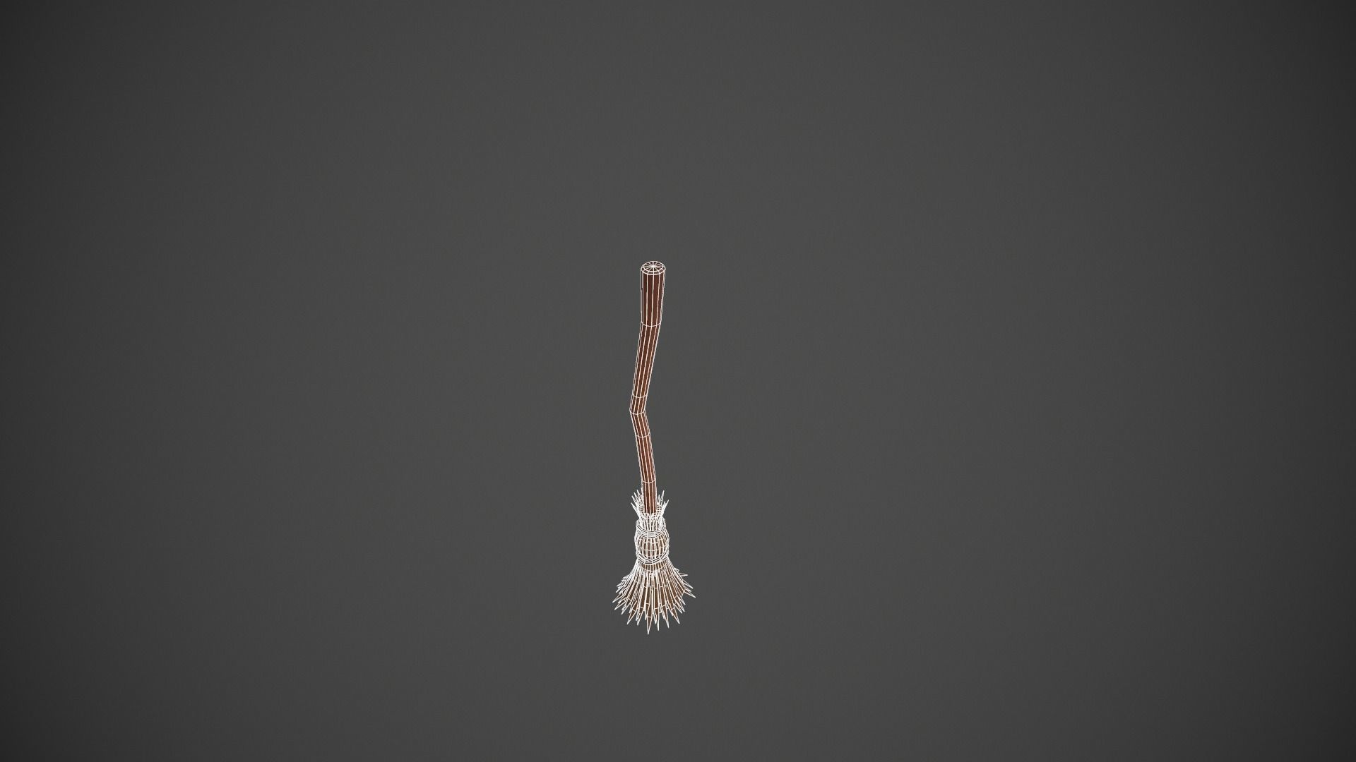Brown Wooden Broom Stick - Witches Broom Low-poly 3D model_14