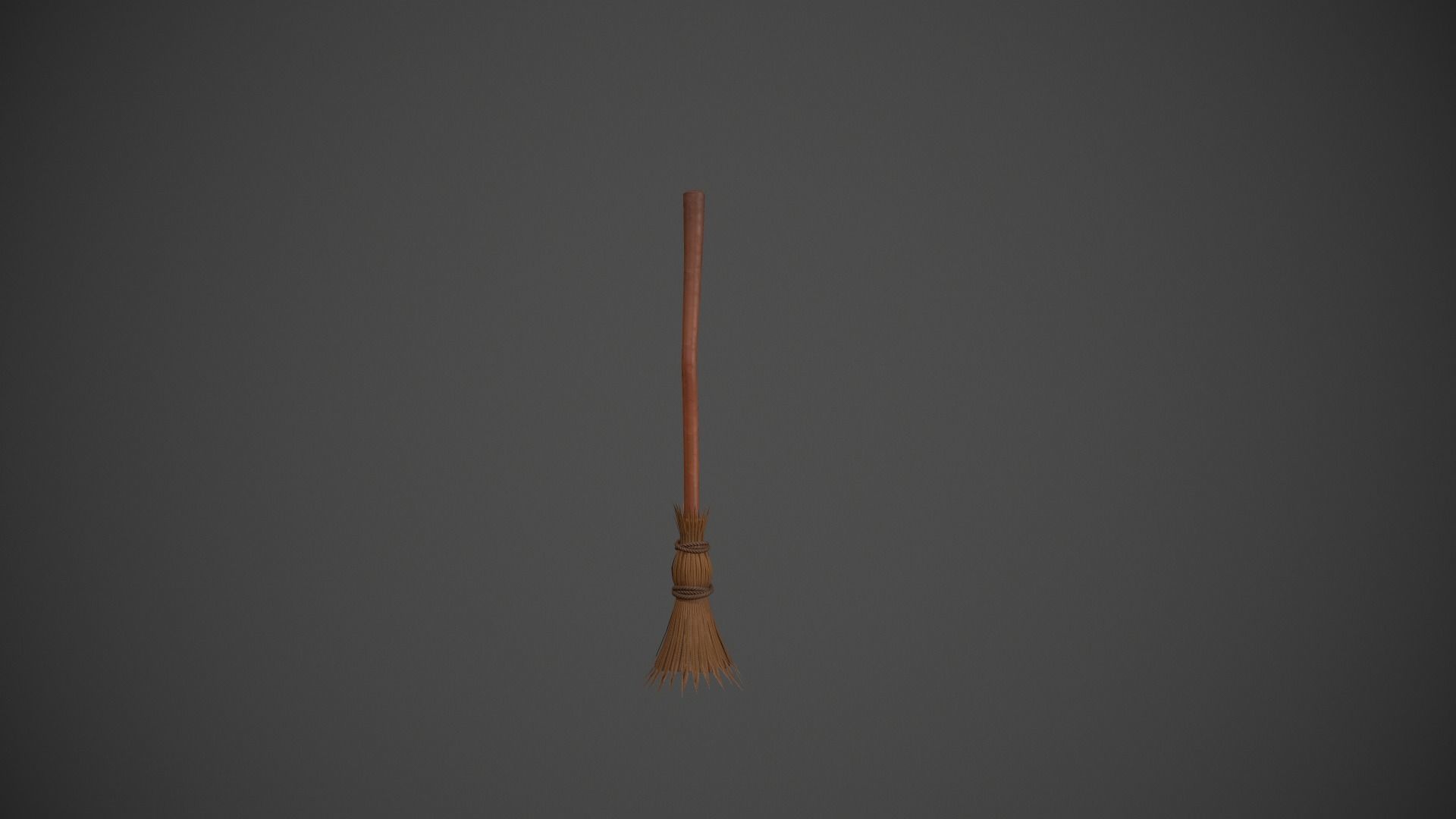 Brown Wooden Broom Stick - Witches Broom Low-poly 3D model_4