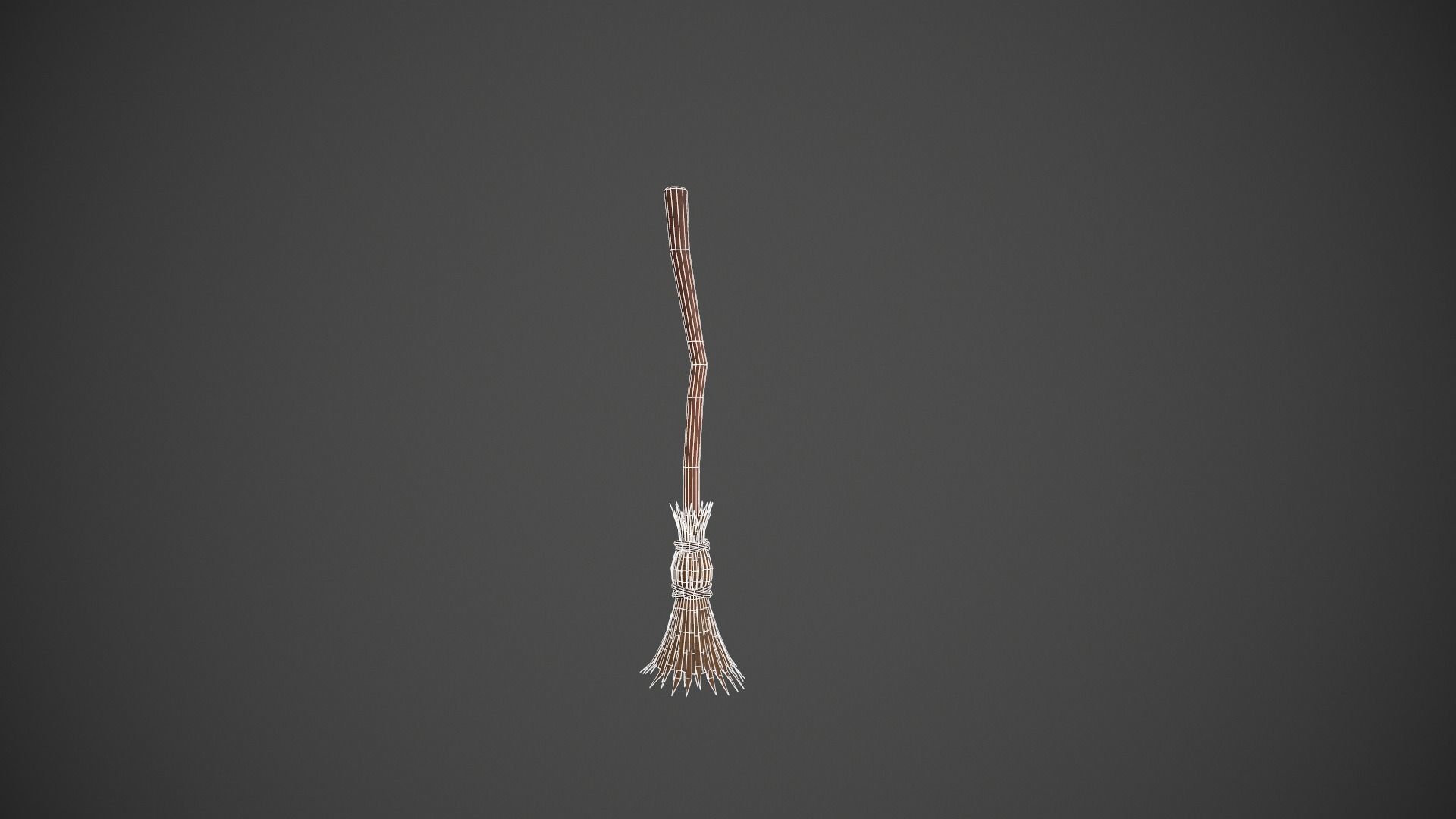 Brown Wooden Broom Stick - Witches Broom Low-poly 3D model_9