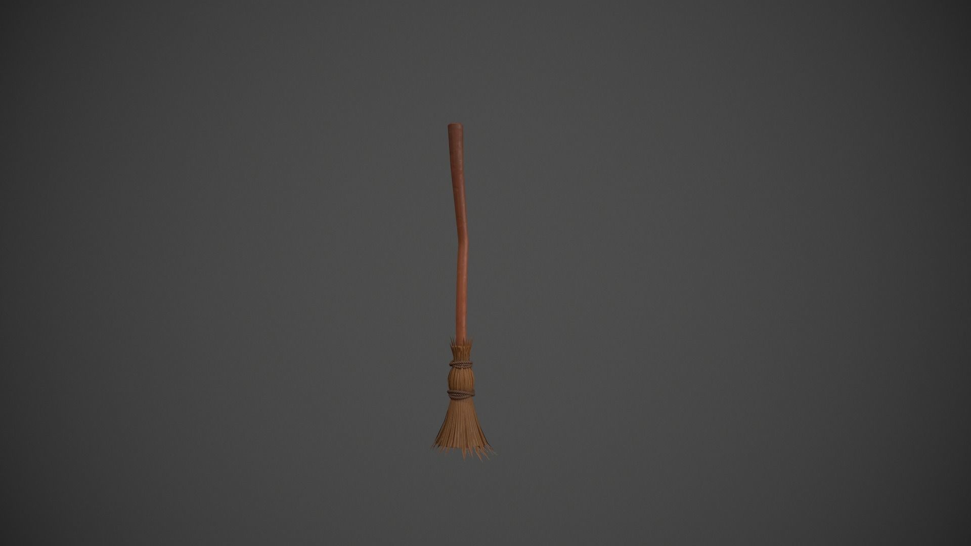 Brown Wooden Broom Stick - Witches Broom Low-poly 3D model_1