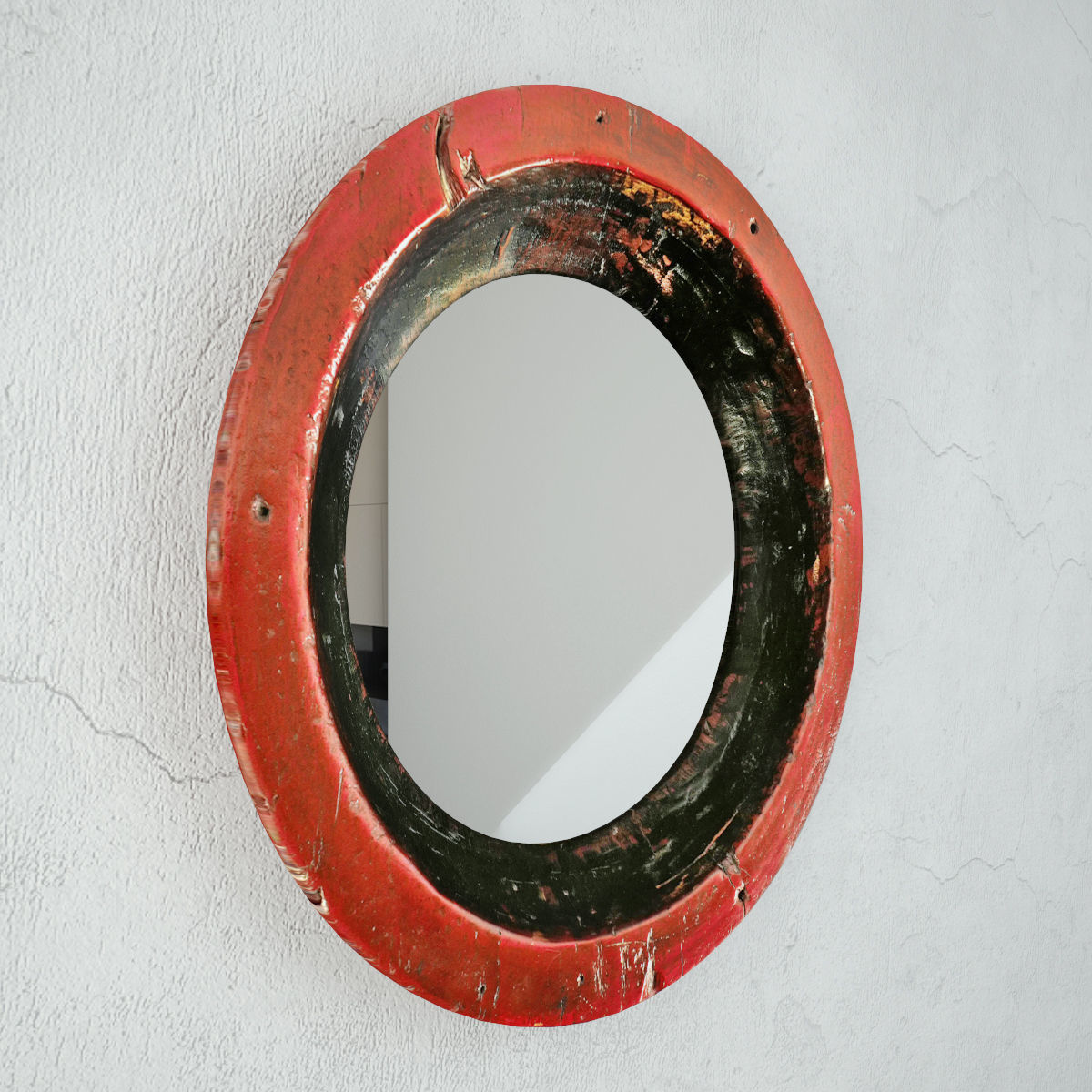 Old Javanese Tambourine Wood Mirror 3D model_3