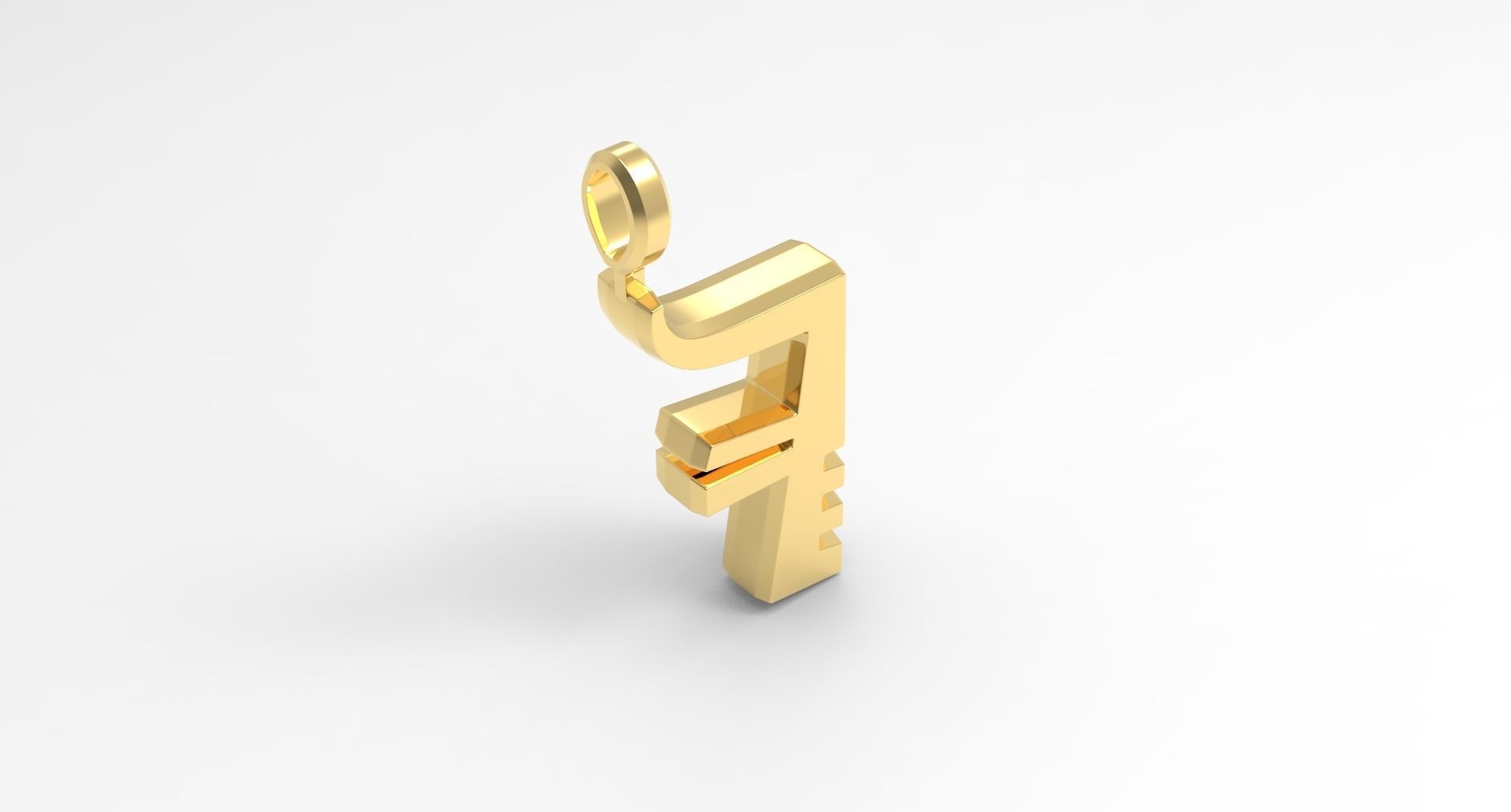 F Letter Pendant Gold 3D print model_2