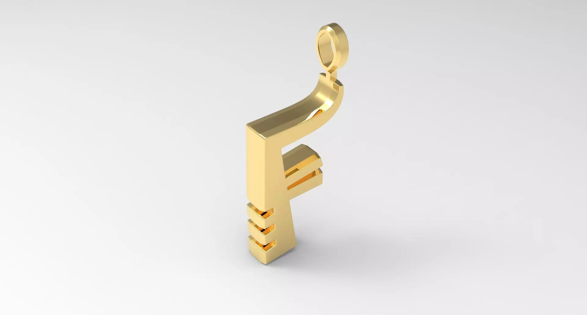 F Letter Pendant Gold 3D print model_0