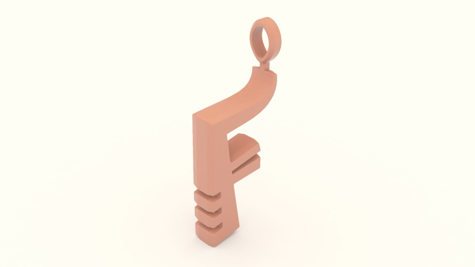 F Letter Pendant Gold 3D print model_4