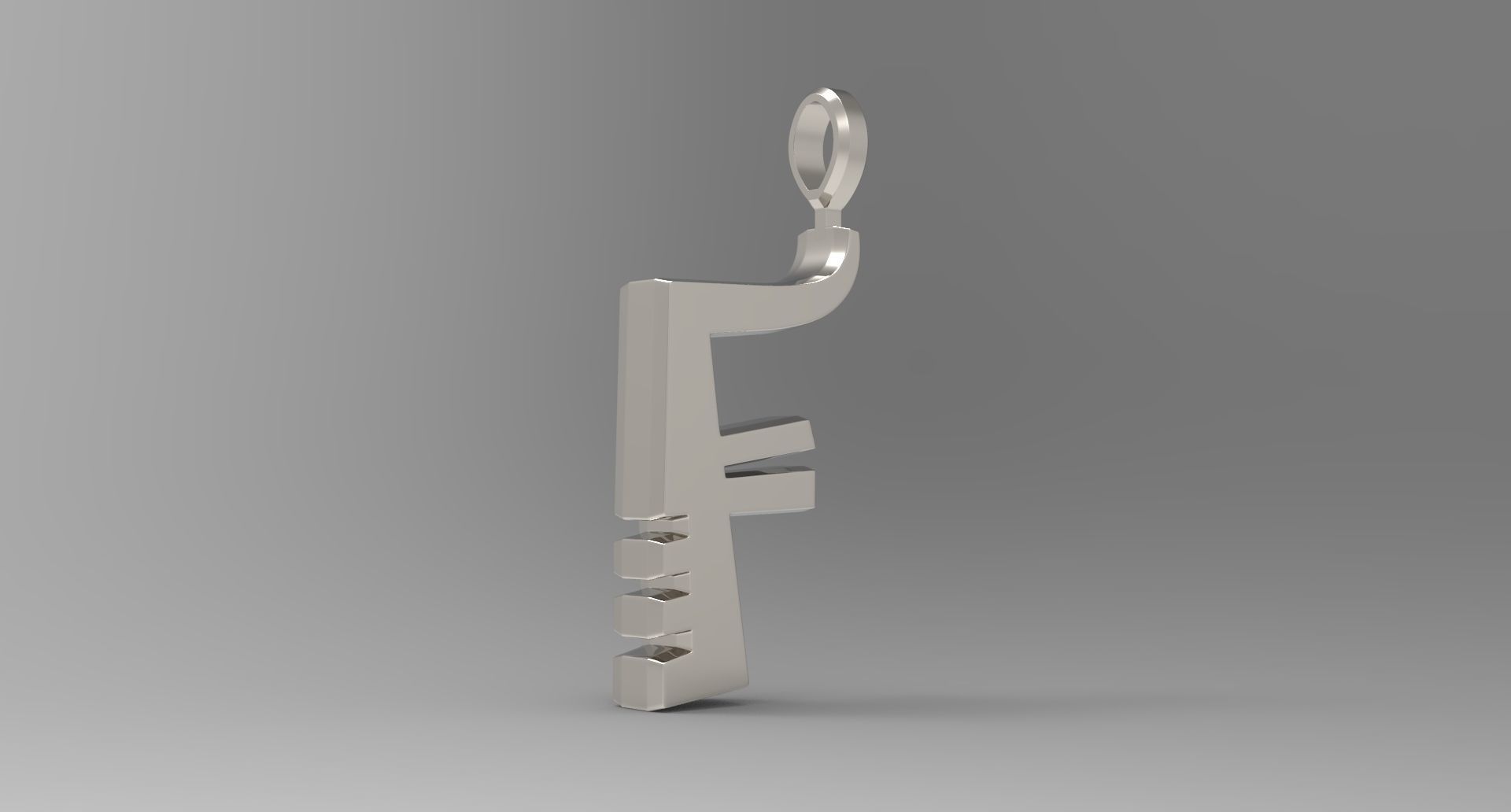 F Letter Pendant Platinum 3D print model_3