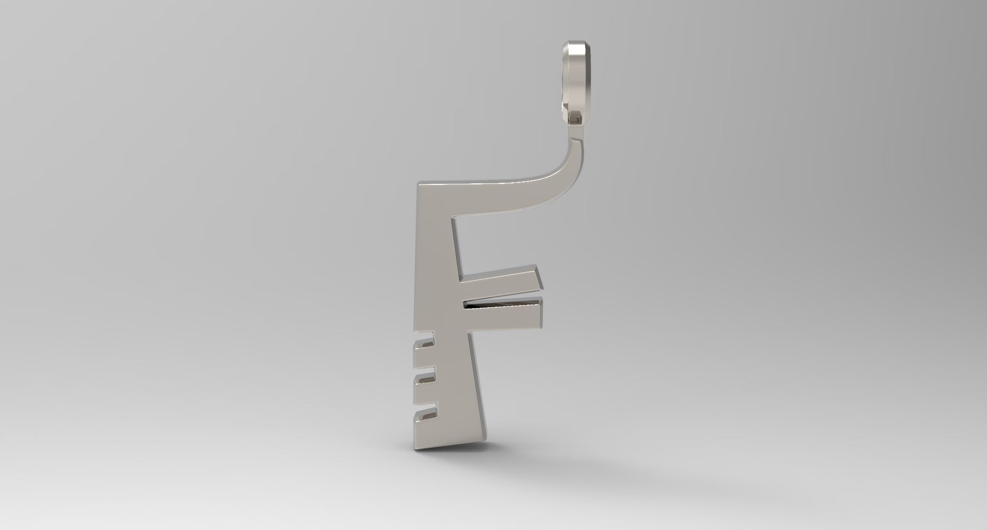 F Letter Pendant Platinum 3D print model_1