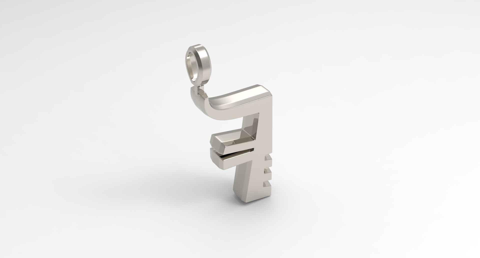 F Letter Pendant Platinum 3D print model_2