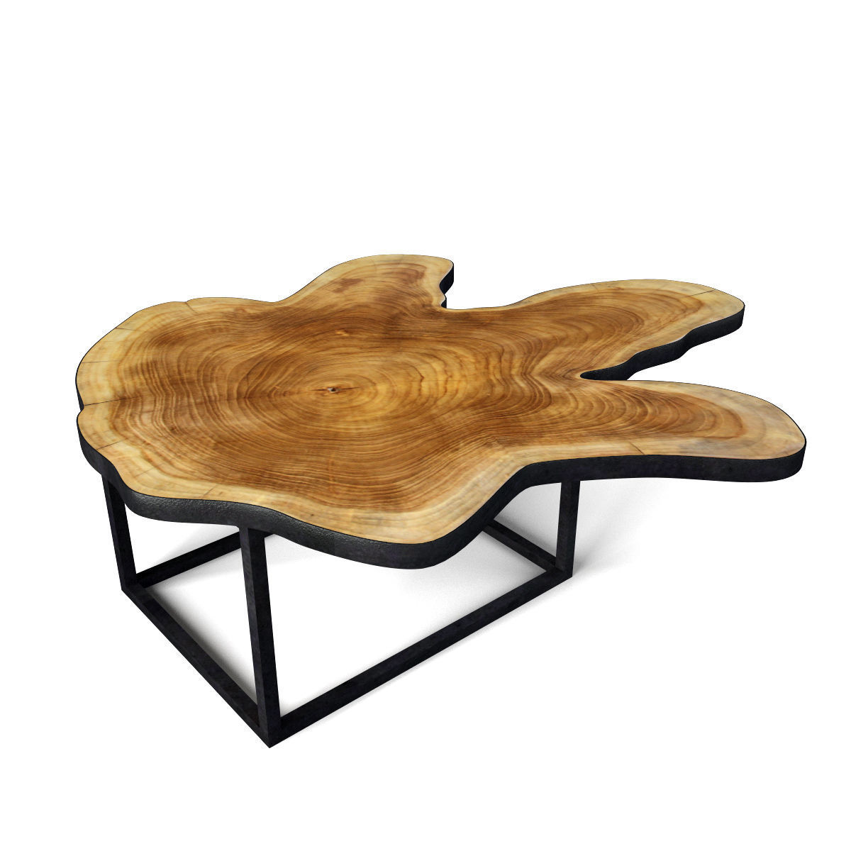 Organic Teak Stump Stool 3D model_1