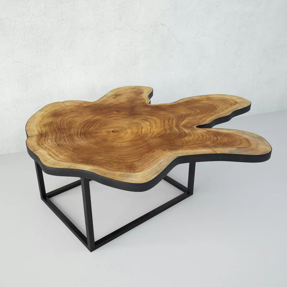 Organic Teak Stump Stool 3D model_0
