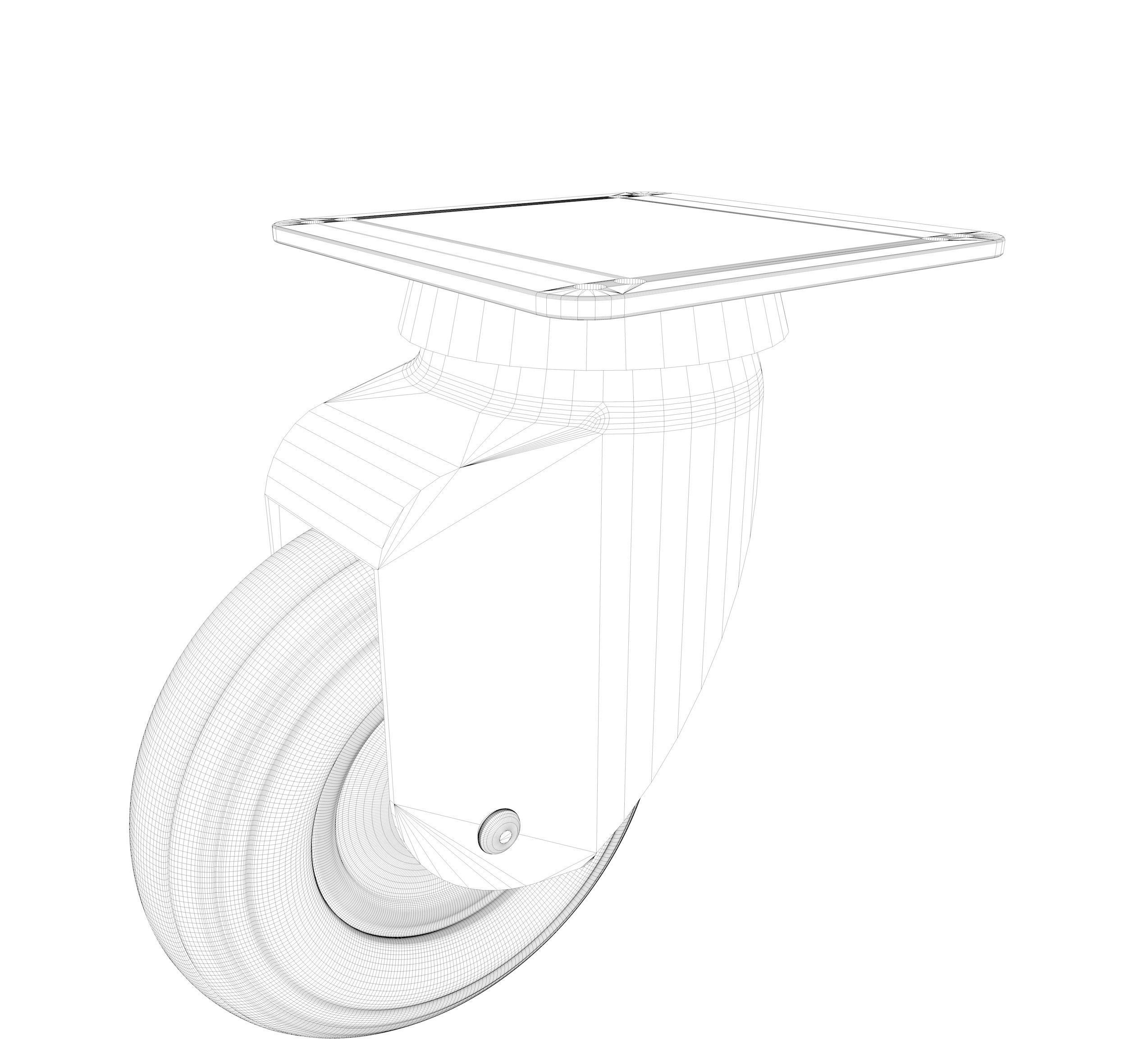 Swivel Rubber Wheel 3D model_6