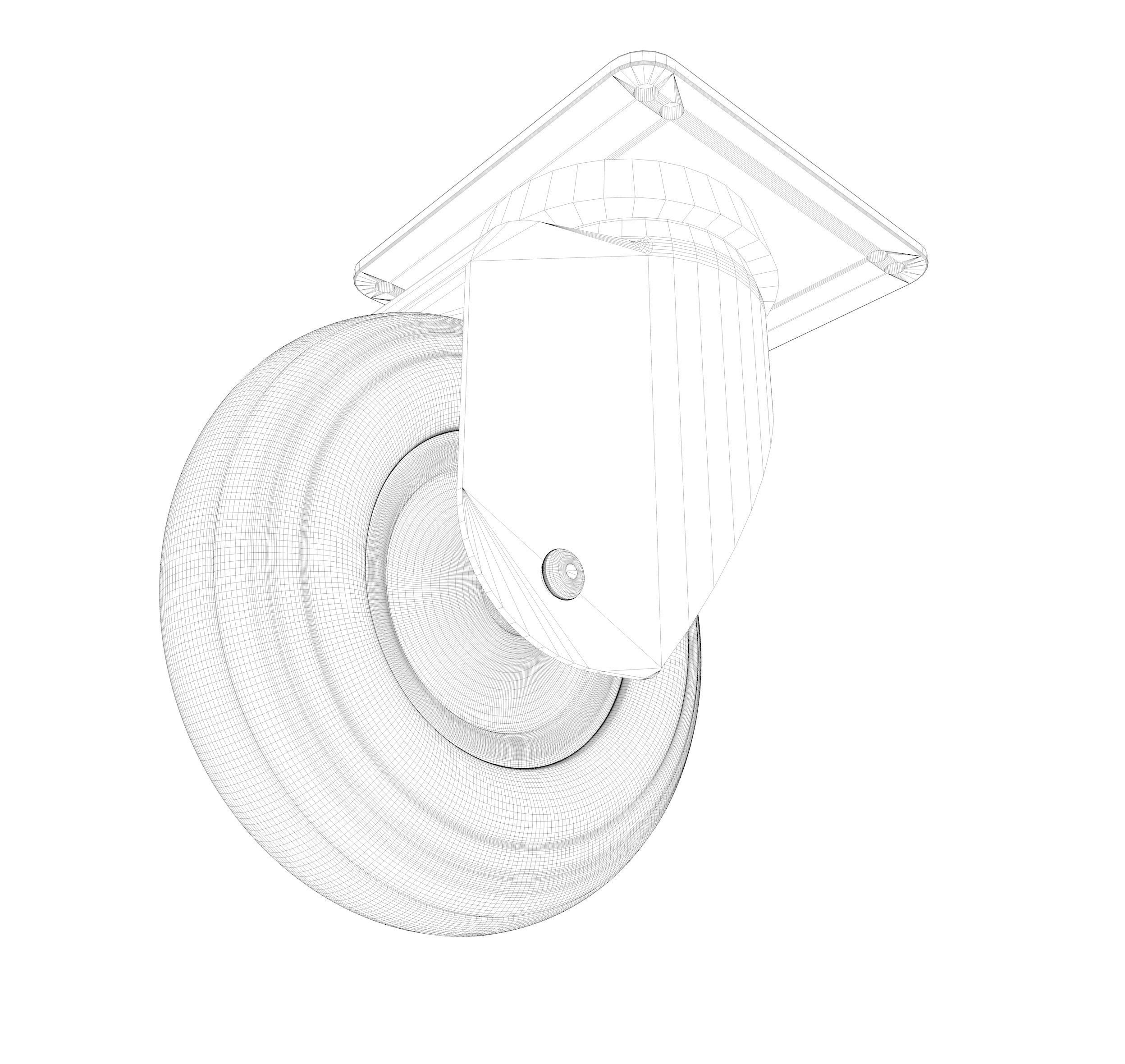 Swivel Rubber Wheel 3D model_7