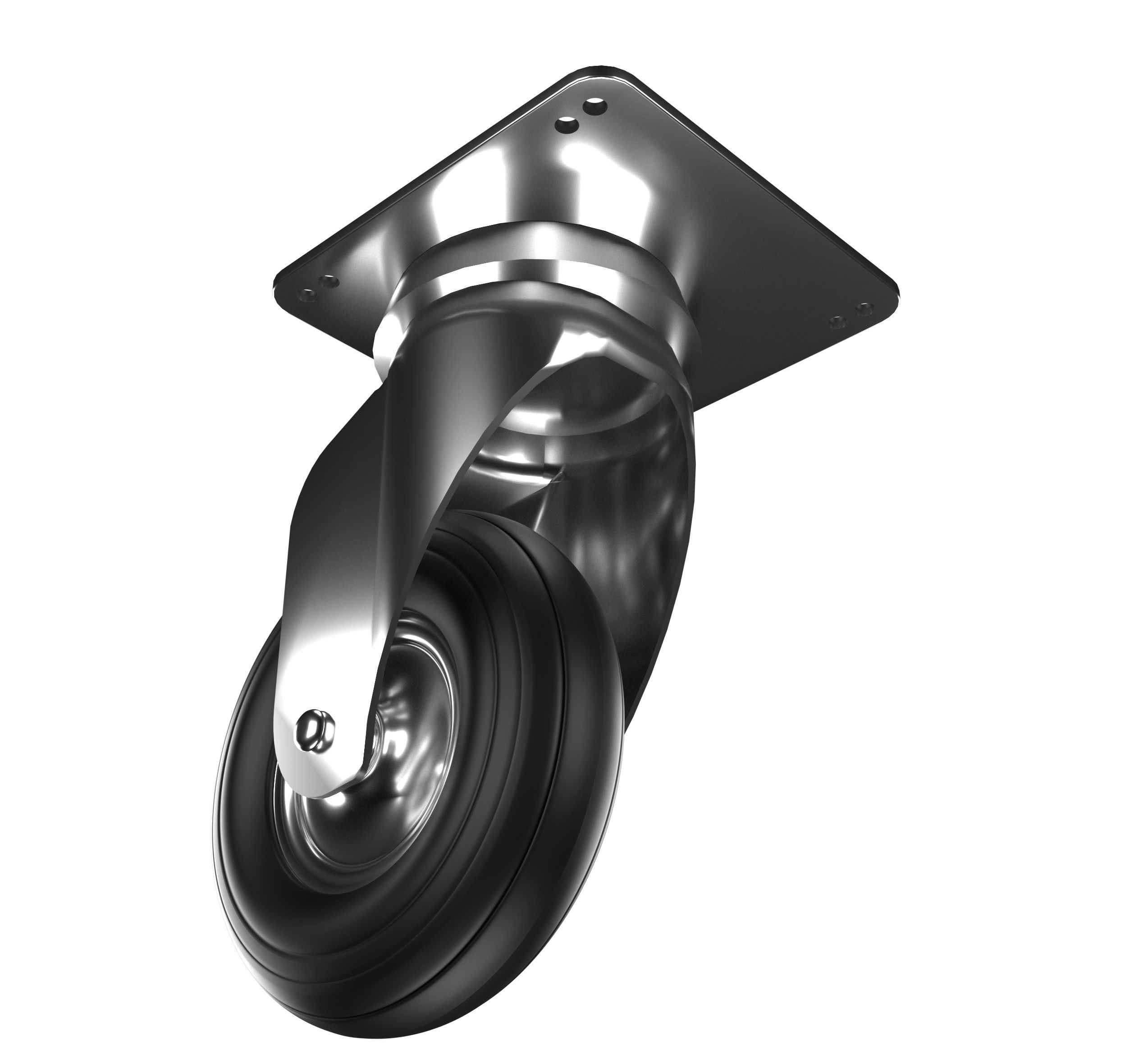 Swivel Rubber Wheel 3D model_2
