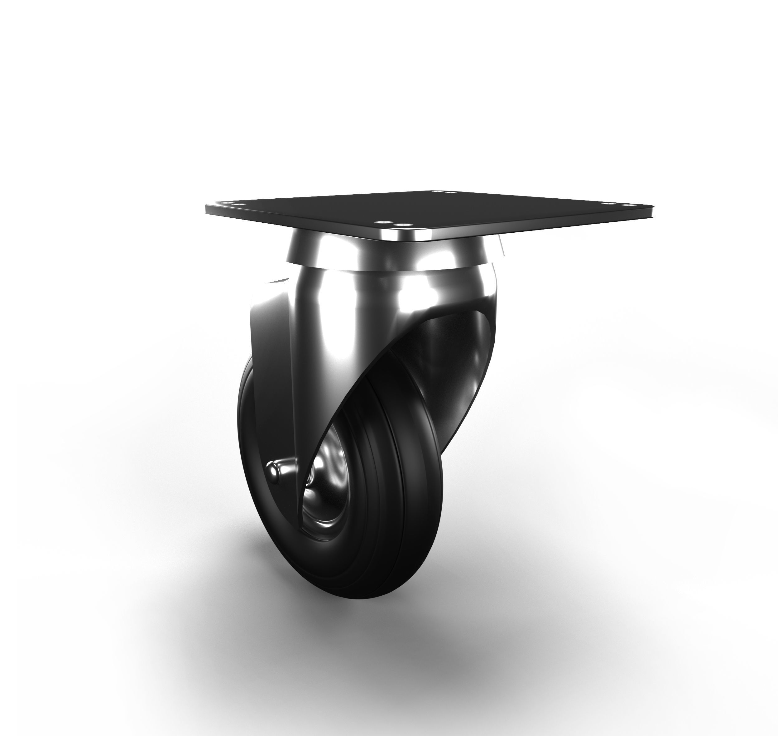 Swivel Rubber Wheel 3D model_1