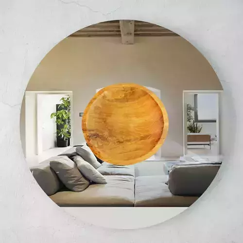 Teak Wood Plate Mirror 3D model