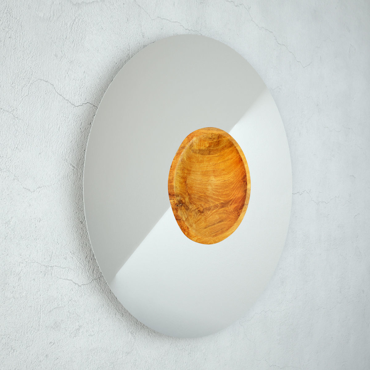 Teak Wood Plate Mirror 3D model_3