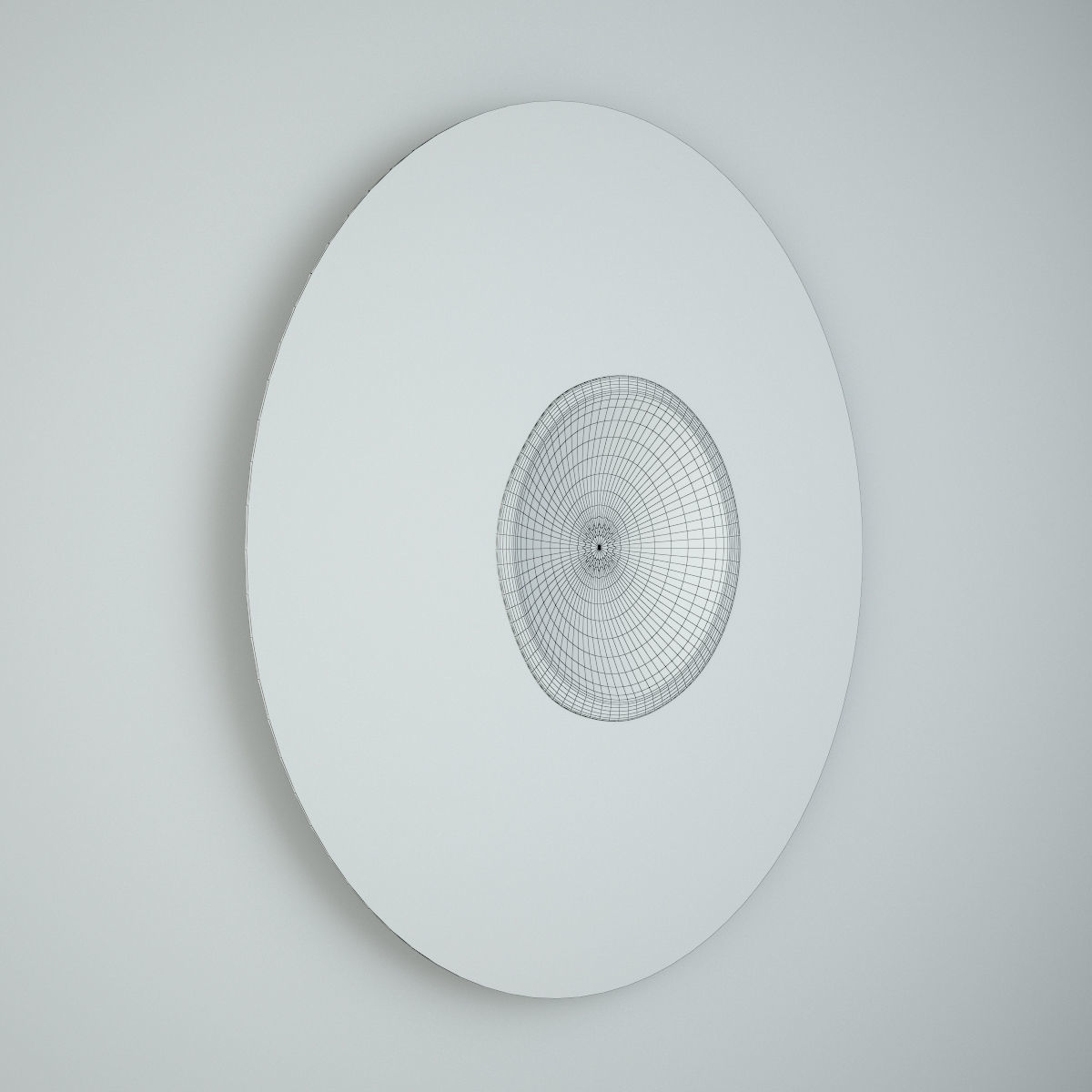 Teak Wood Plate Mirror 3D model_4