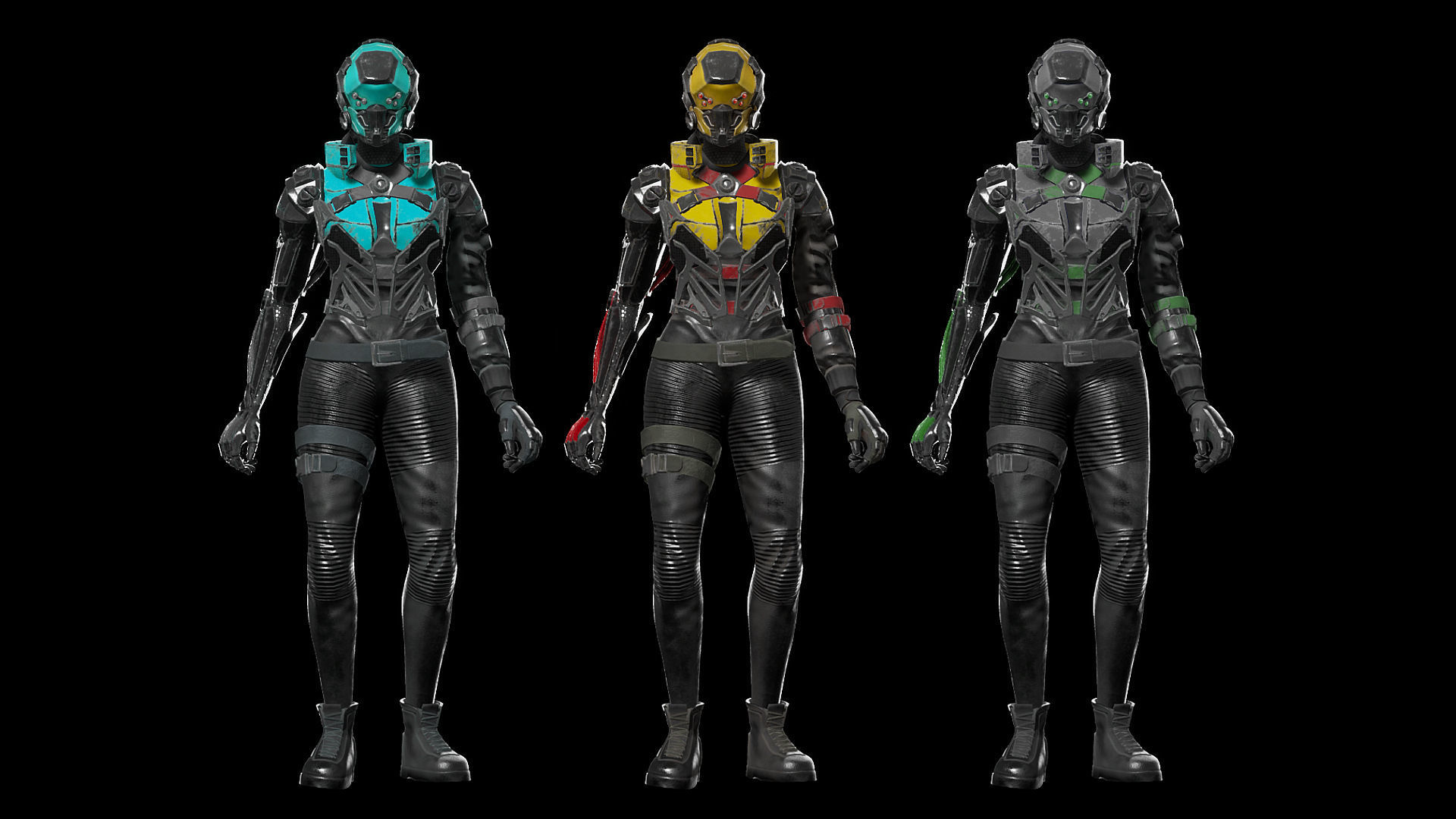 Cyberpunk Girl Character Low-poly 3D model_4