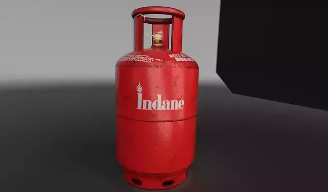 Indane Gas Cylinder 15 kg Red optimized 3D model AR VR Lowpoly 