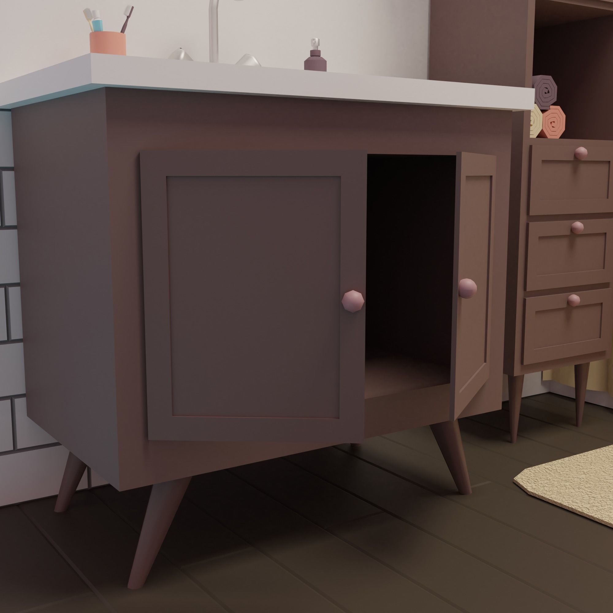 Bathroom toilet paper in frame Low-poly 3D model_6