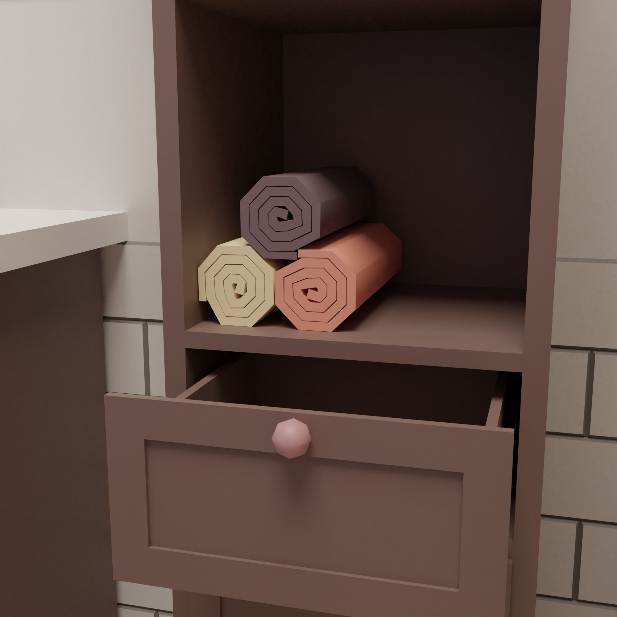 Bathroom toilet paper in frame Low-poly 3D model_4