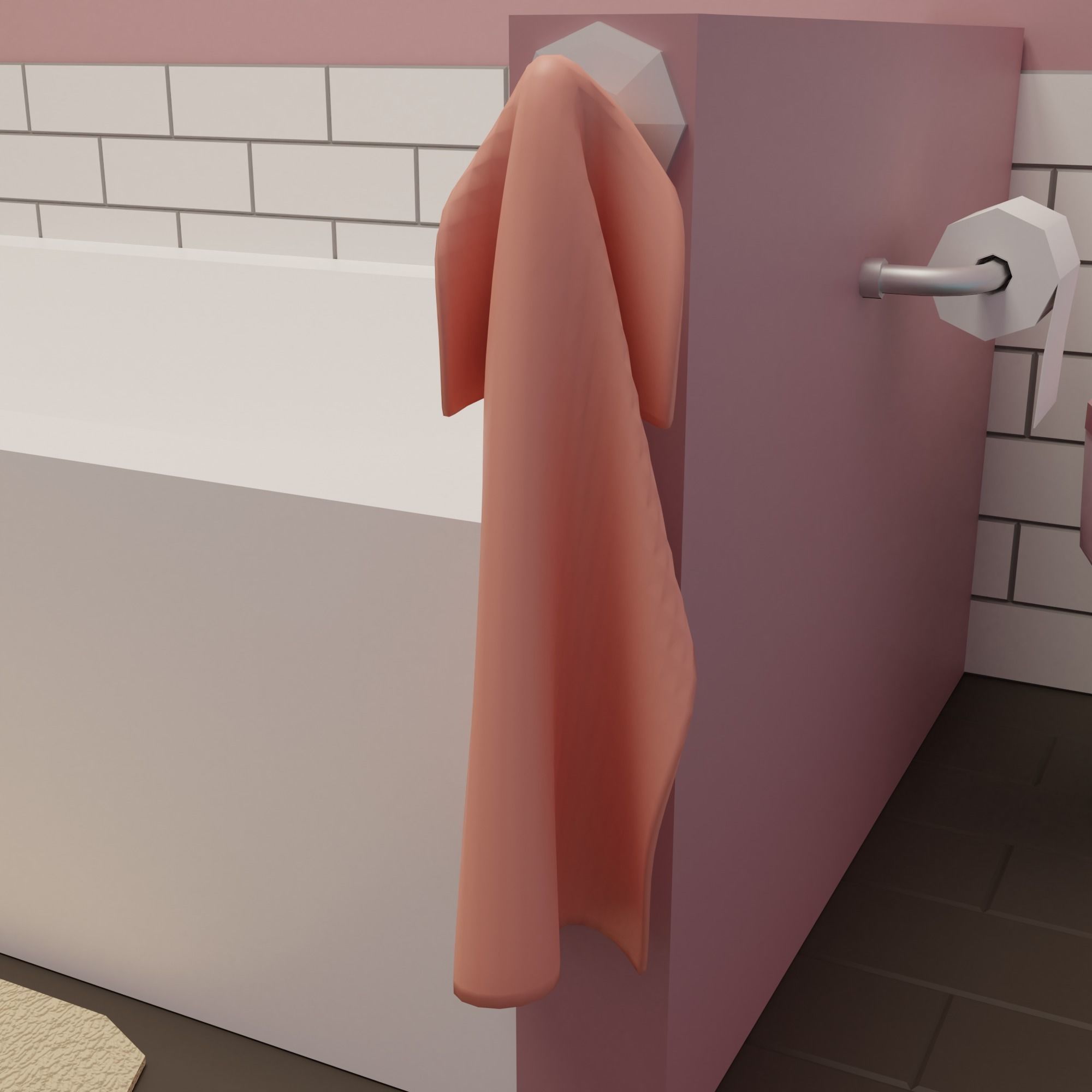Bathroom toilet paper in frame Low-poly 3D model_11