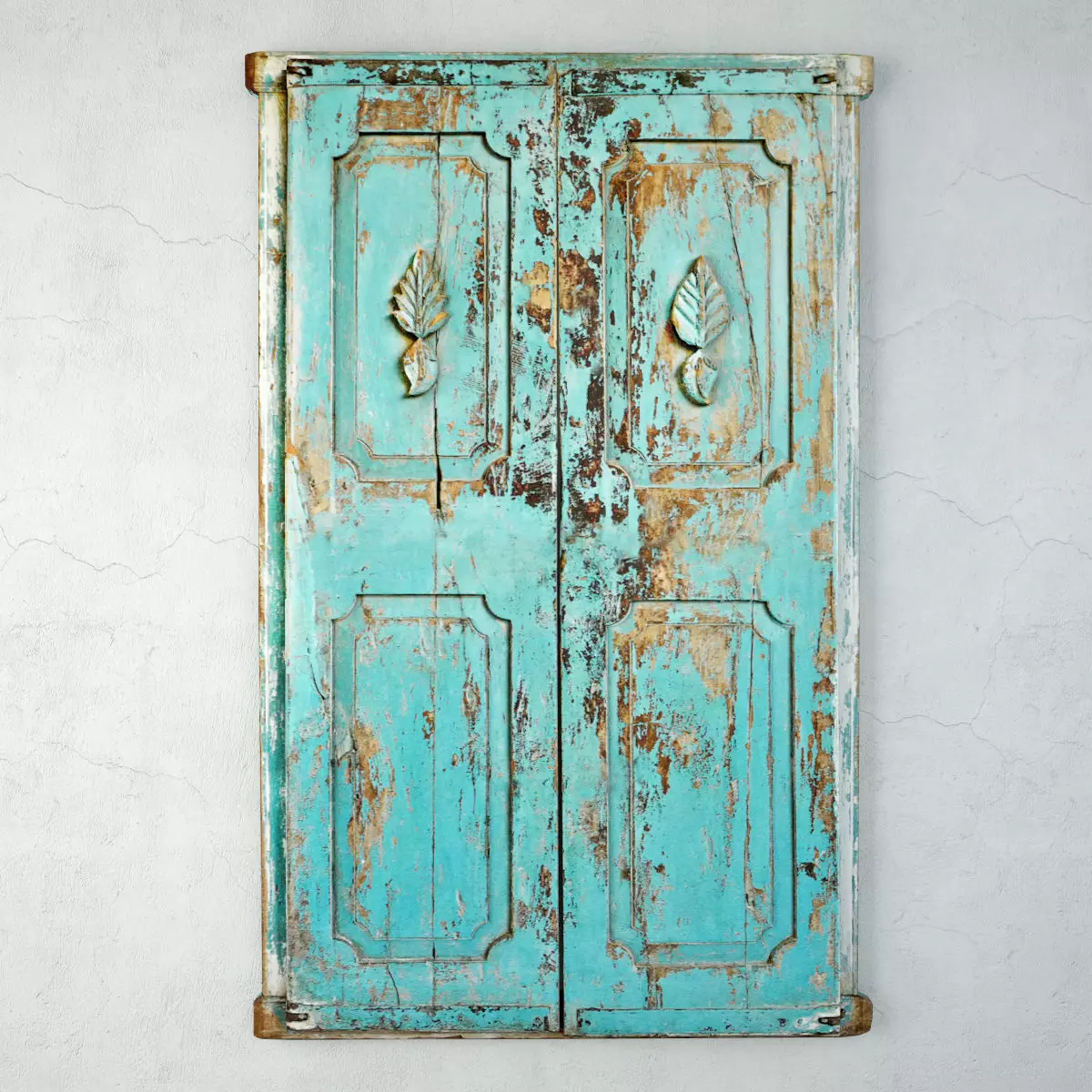 Vintage Blue Shutter Door 3D model_0