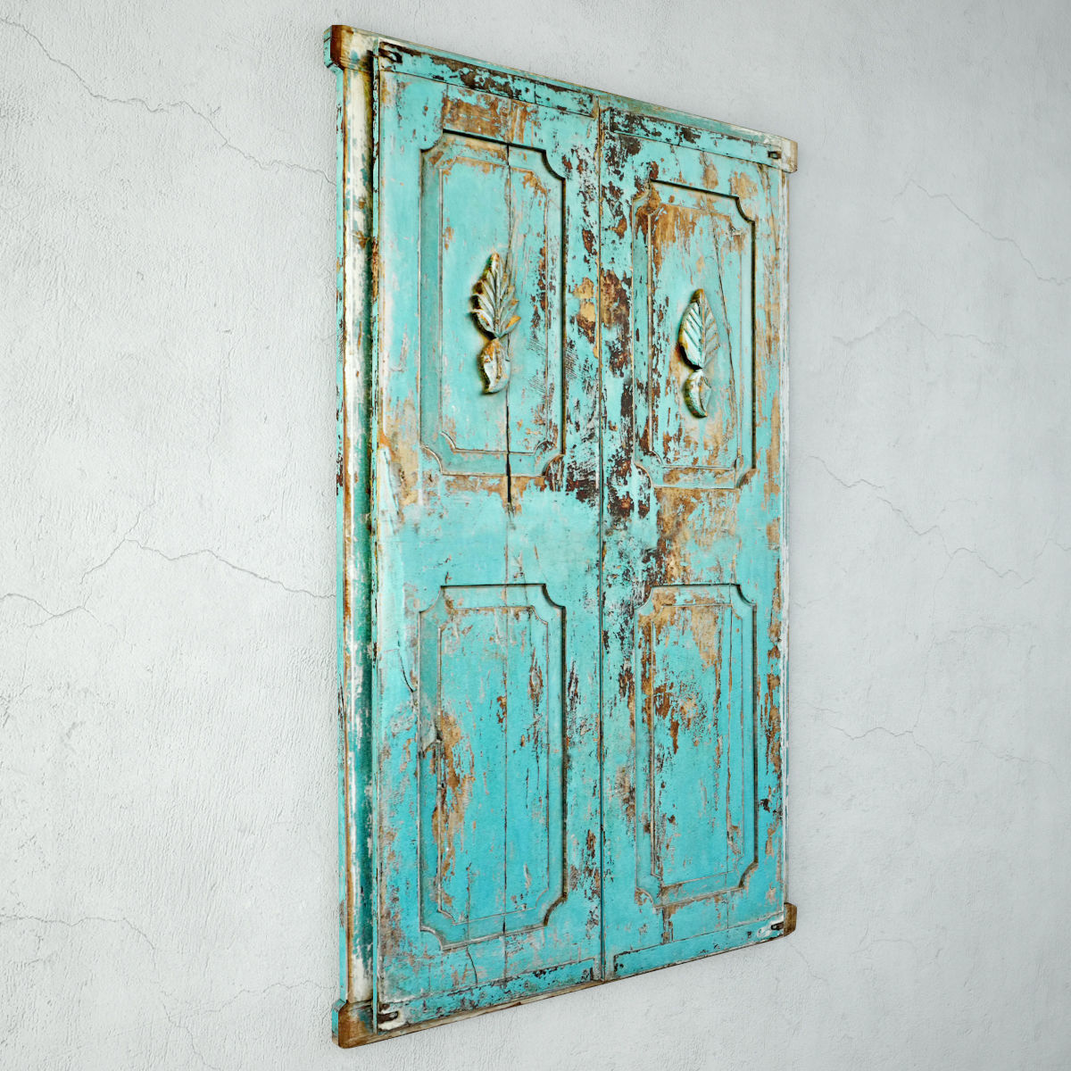 Vintage Blue Shutter Door 3D model_3