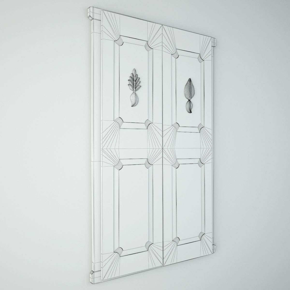 Vintage Blue Shutter Door 3D model_4