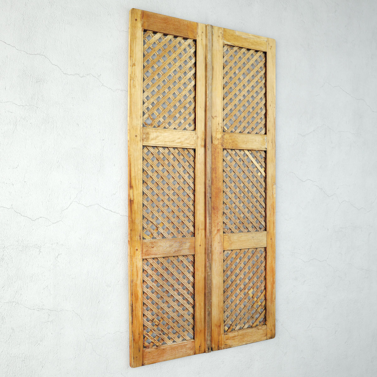 Vintage Teak Lattice Screen Door 3D model_3