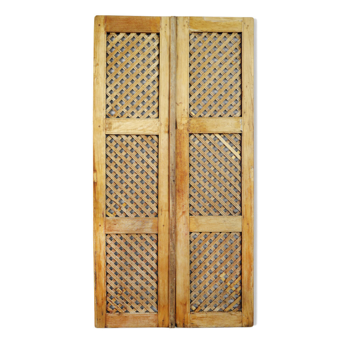 Vintage Teak Lattice Screen Door 3D model_1