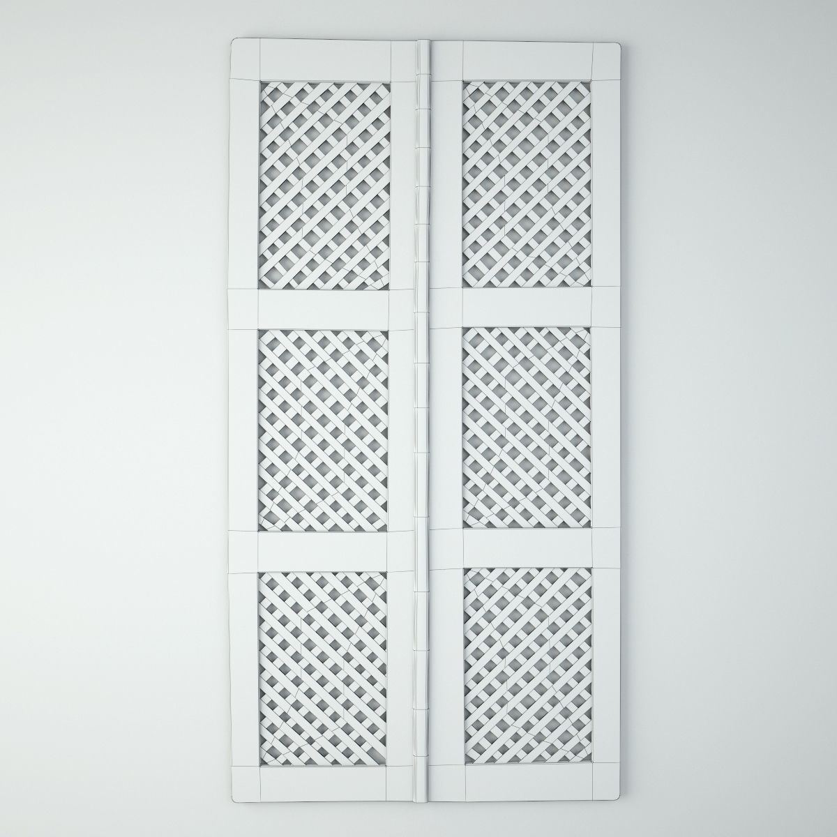 Vintage Teak Lattice Screen Door 3D model_2