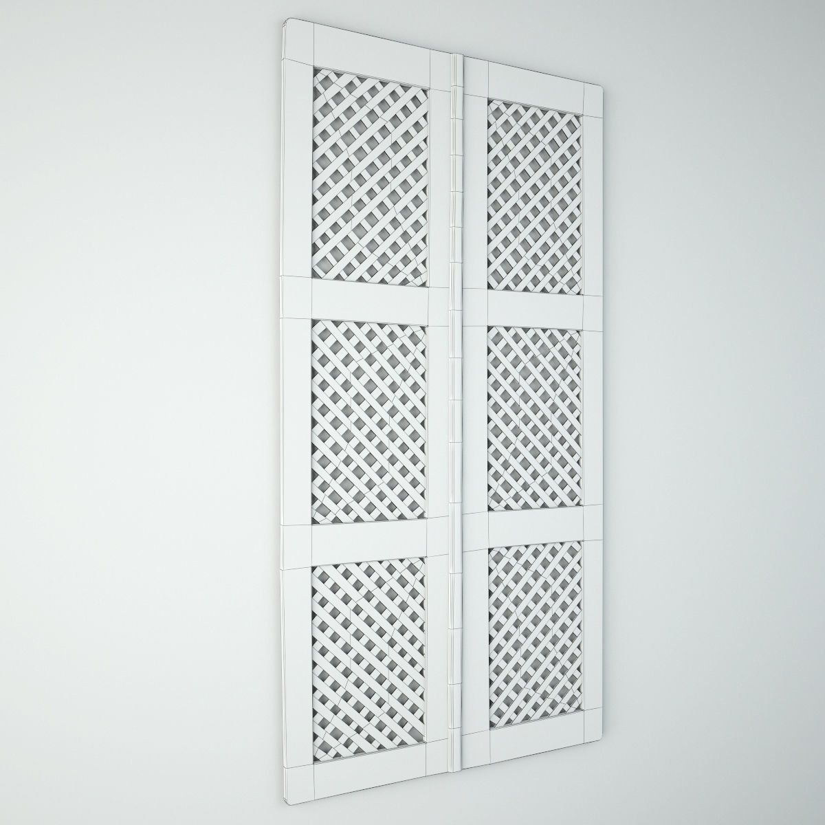 Vintage Teak Lattice Screen Door 3D model_4
