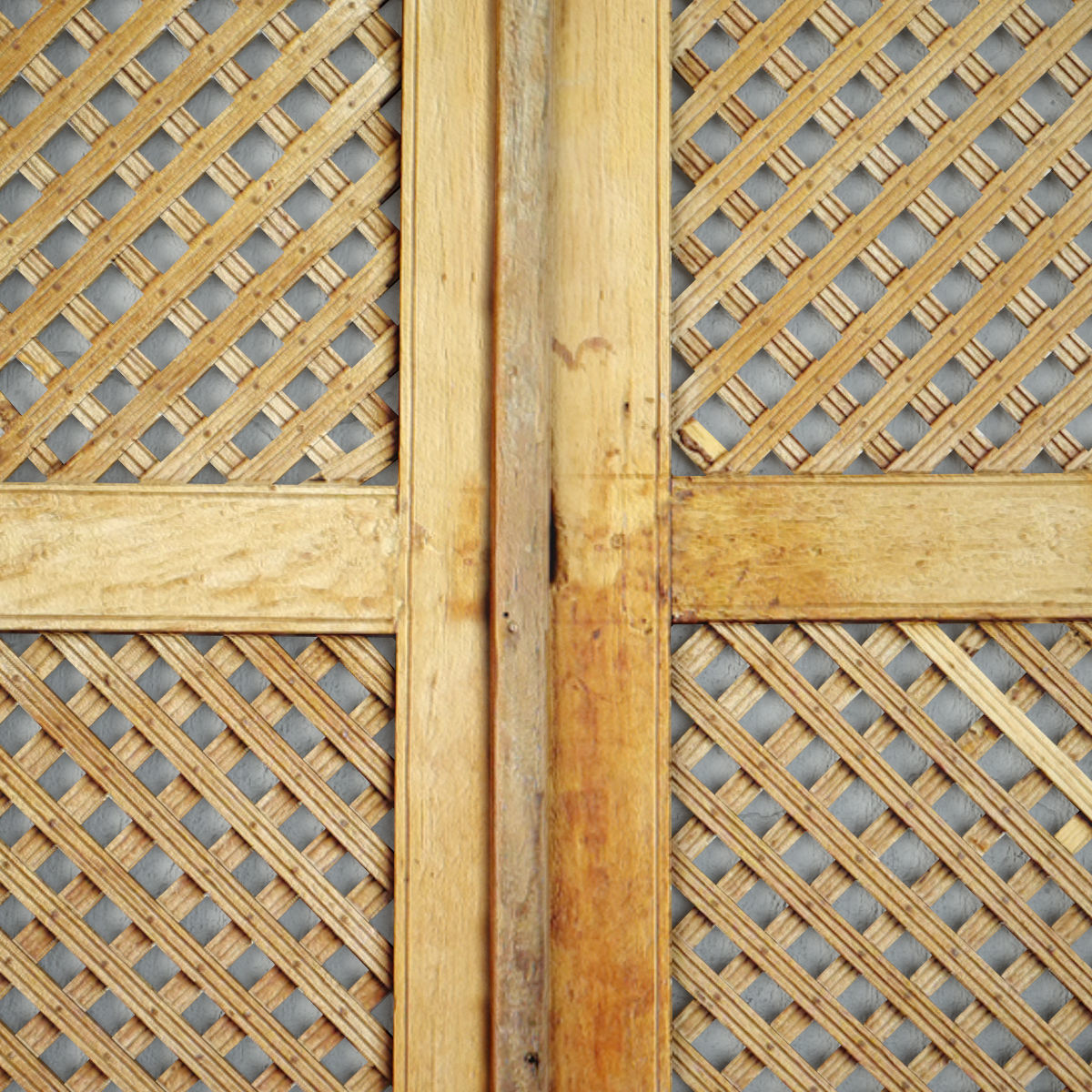 Vintage Teak Lattice Screen Door 3D model_5