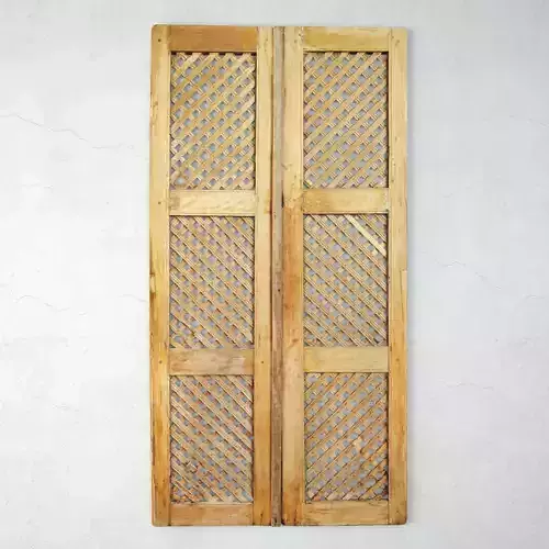 Vintage Teak Lattice Screen Door 3D model