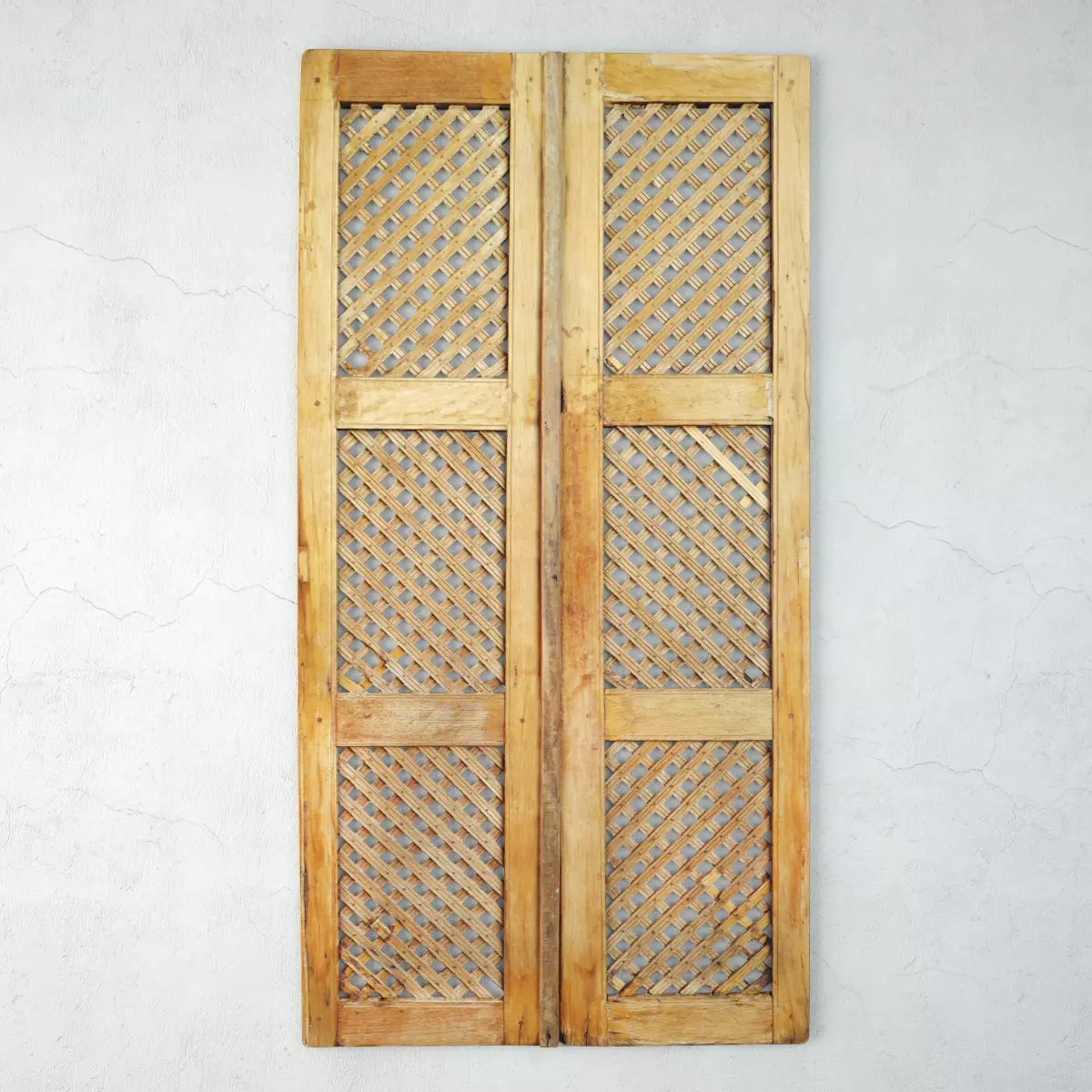 Vintage Teak Lattice Screen Door 3D model_0