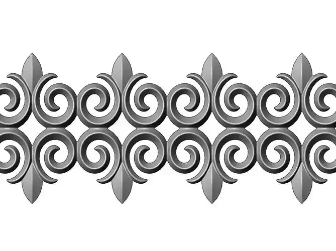 Floral scroll pattern strip relief 3D print model