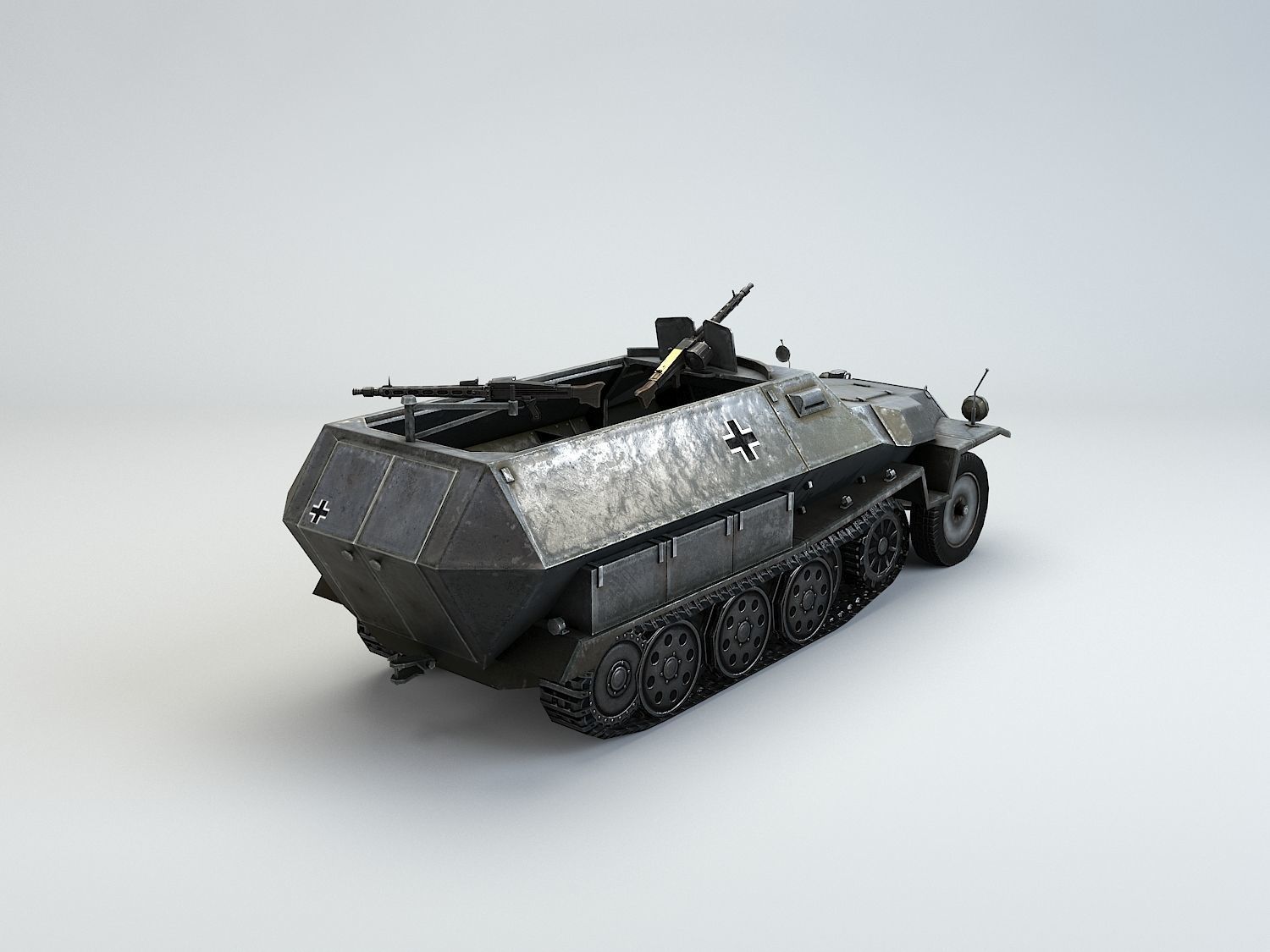 Low Poly Sdkfz 251 Hanomag armored car Low-poly 3D model_8