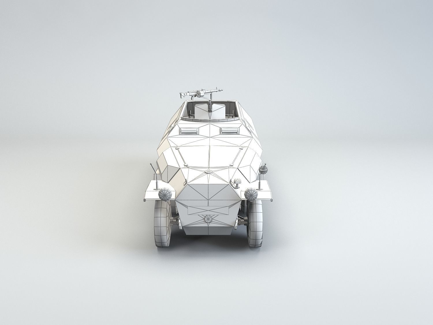 Low Poly Sdkfz 251 Hanomag armored car Low-poly 3D model_7
