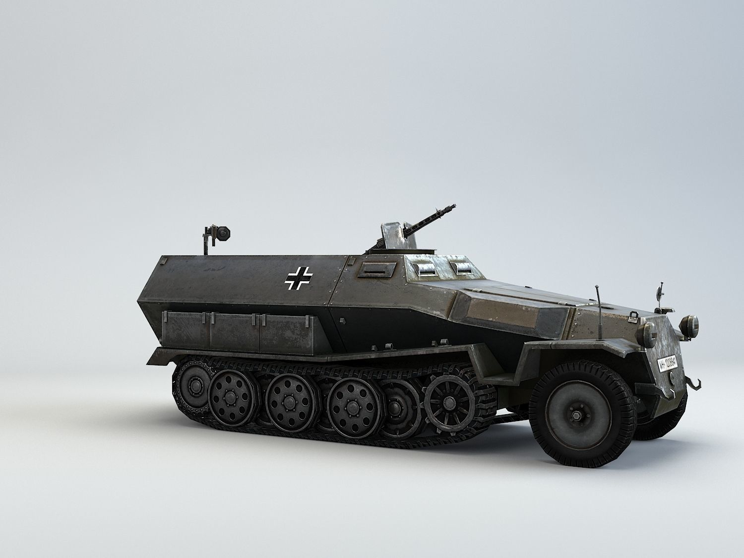 Low Poly Sdkfz 251 Hanomag armored car Low-poly 3D model_2